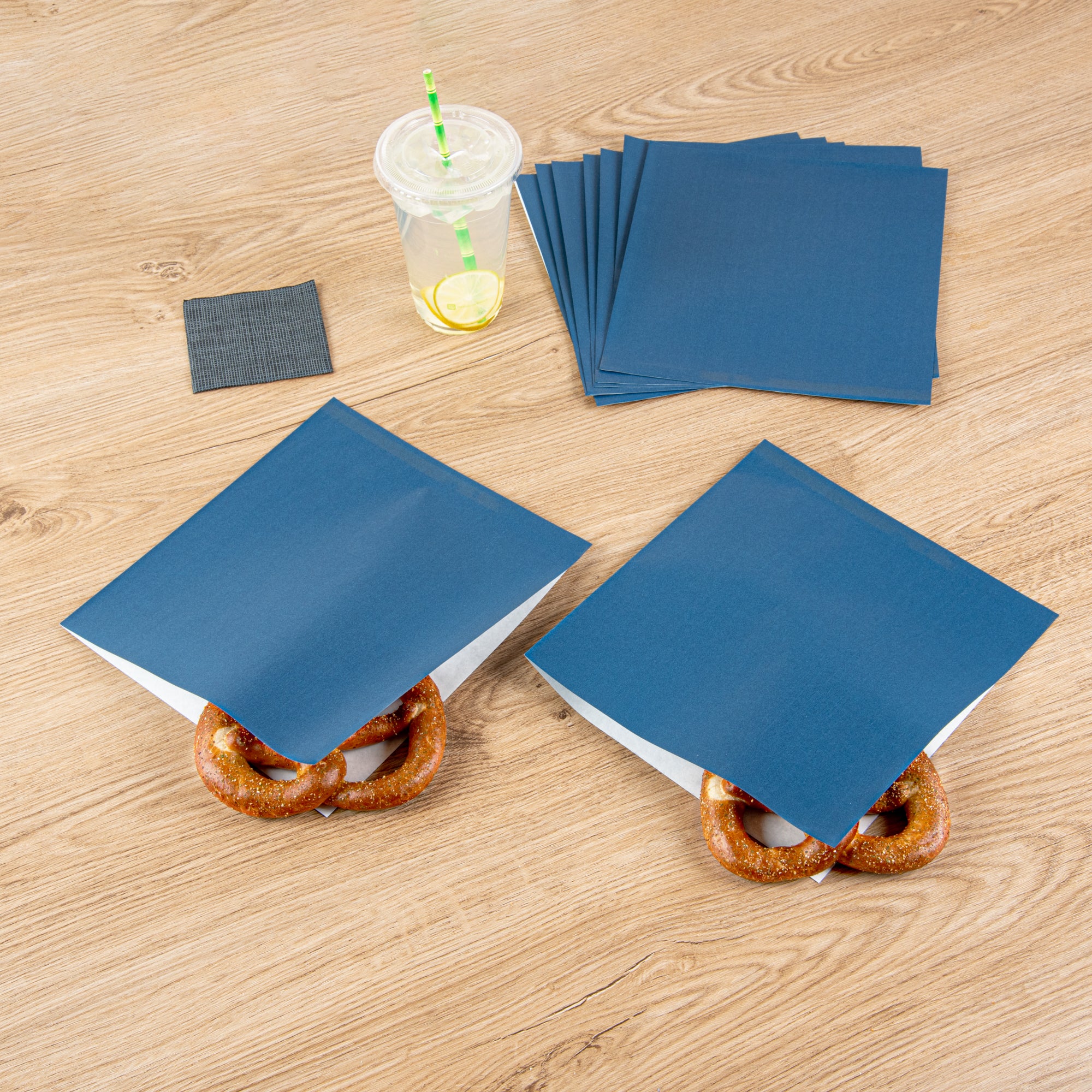 Midnight Blue Greaseproof Double Open Paper Bags - 10 x 9 Inches, 100 Count Box - Perfect for Bakery, Takeout & Food Storage
