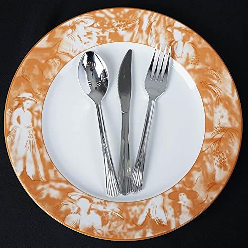 12-Pack 11.5 Inch Orange Round Balsa Commercial-Grade Porcelain Dinner Plates - Durable Restaurant Dishes for Catering, Weddings & Home Dining