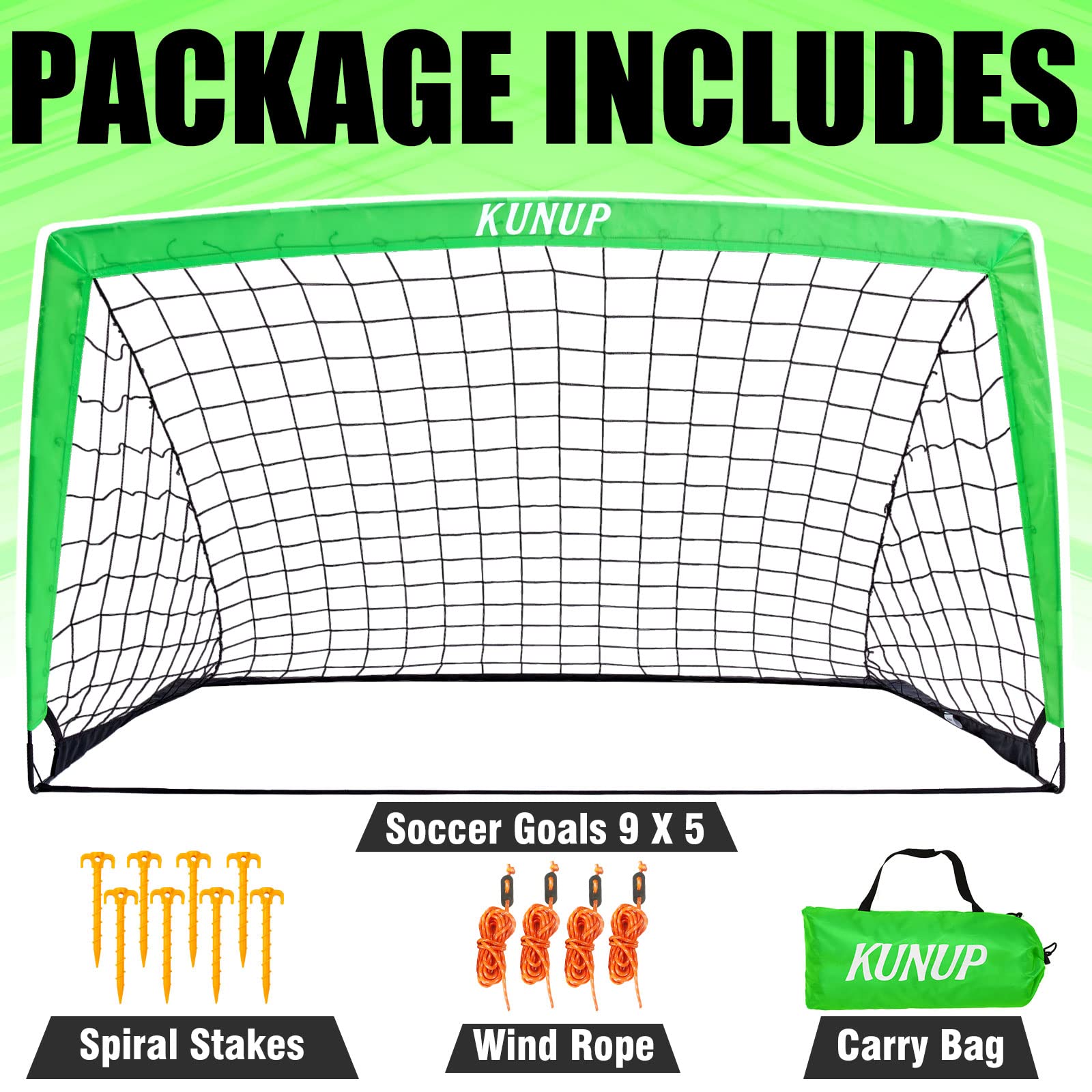 Foldable Soccer Goal for Kids & Adults - 5x3, 6x4, 9x5FT Portable Soccer Net with Carrying Bag - Perfect for Backyard Training, Youth Soccer Practice & Outdoor Sports Games