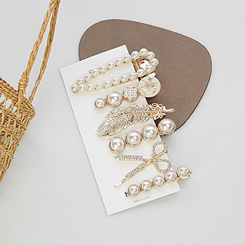 Sonpal Geometric Hollow Metal Hair Clips for Women - 6-Piece Set with Pearl Accents | Korean Hair Barrettes, Hairpins & Clamps | Perfect for School, Work & Special Occasions