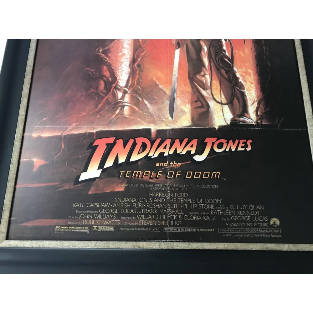 Original 1984 Indiana Jones Temple of Doom Framed Movie Poster - First Issue 27x40 - Perfect for Home Theater Decor, Movie Memorabilia Collection & Gift for Film Fans