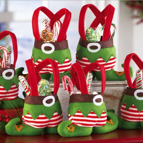 Wowlife Christmas Secret Santa Candy Bags - 12 Pack Elf Socks Style Holiday Gift Bags for Candy, Treats & Cutlery - Perfect for Office Parties, School Events & Family Gatherings