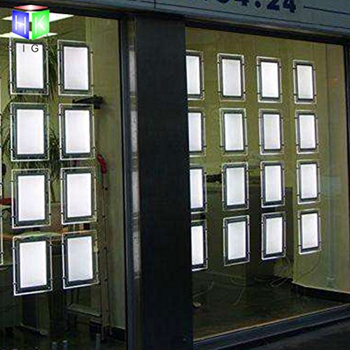 A4 Portrait Real Estate Window Hanging LED Sign Holder Display - 4 Pack Vertical Column Set for Property Listings & Store Promotions