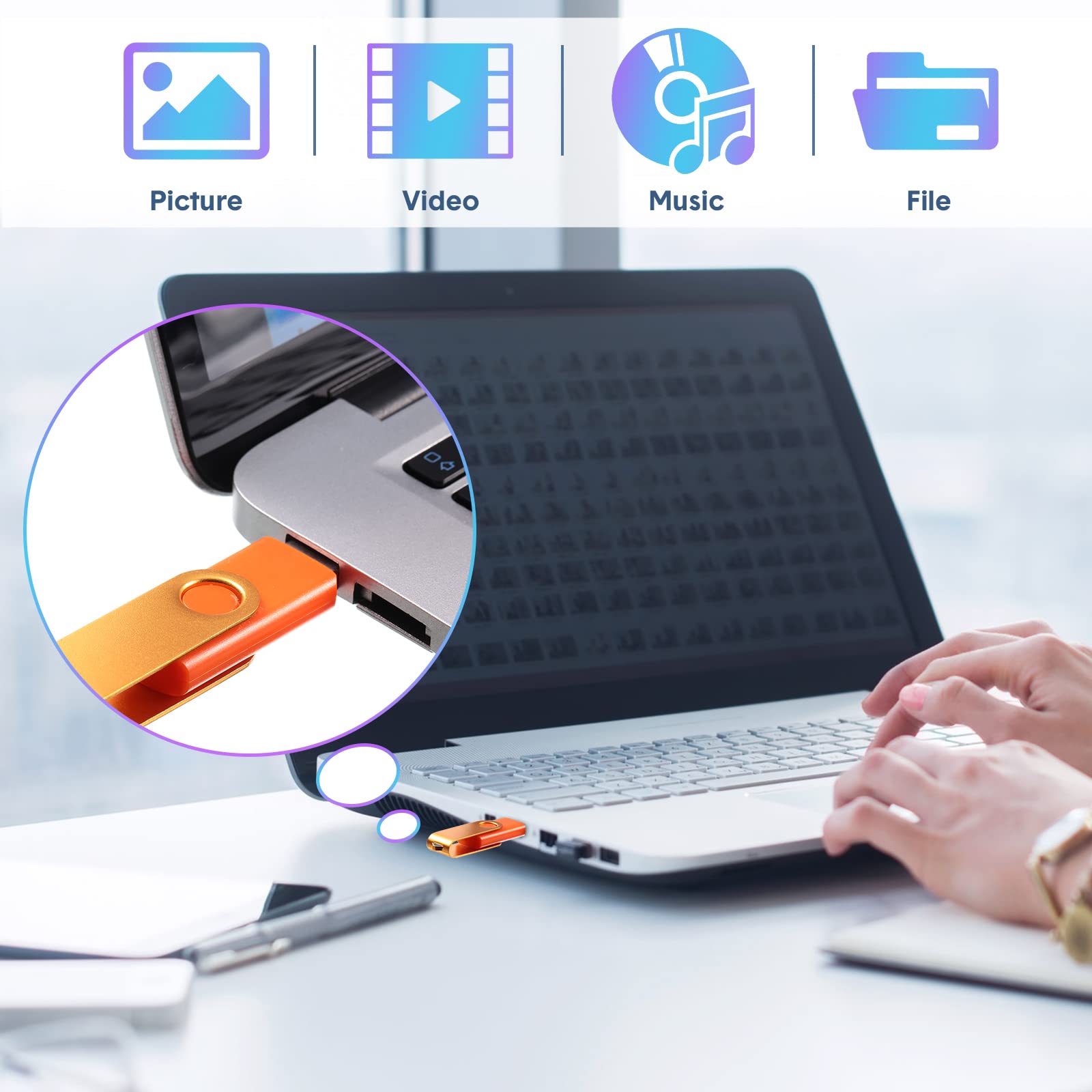 Xuhal 50-Pack 128MB USB Flash Drives with Lanyards - Bulk Storage for Office & School