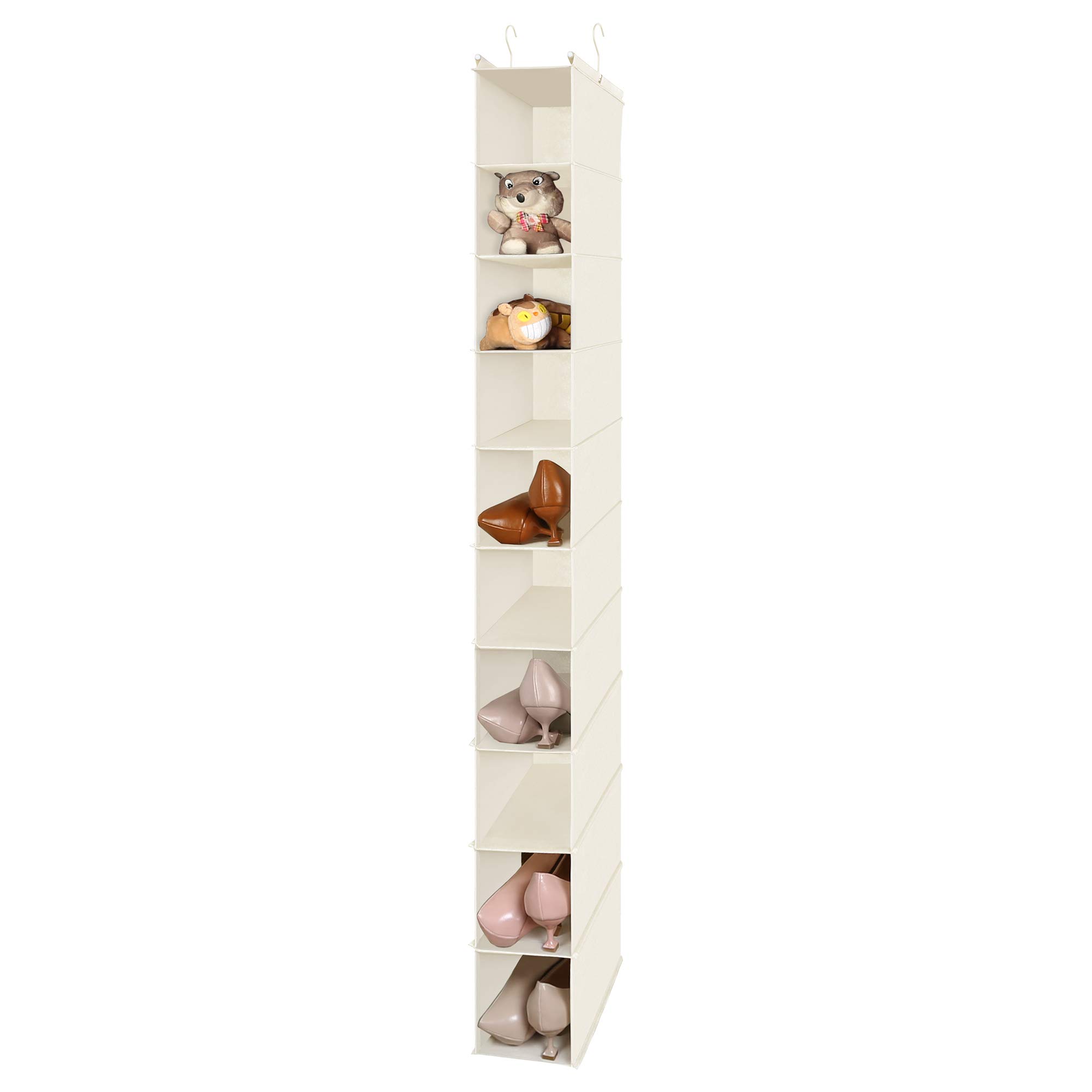 MAX Houser 10-Shelf Hanging Shoe Organizer - Space Saving Closet Storage for Shoes, Boots & Accessories (Pack of 2, Beige) - Perfect for Small Spaces, Dorm Rooms & Walk-In Closets