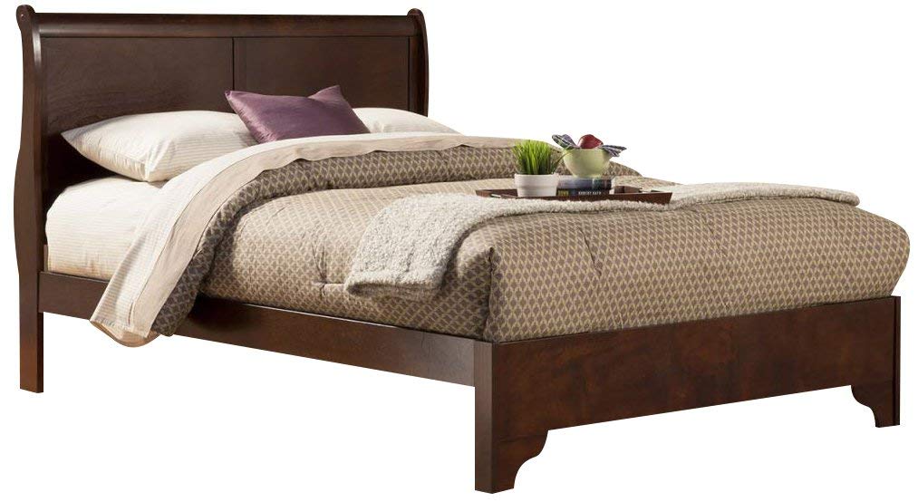 Alpine Furniture West Haven King Size Sleigh Bed - Solid Wood Frame, Classic Design for Master Bedroom & Guest Room Decor