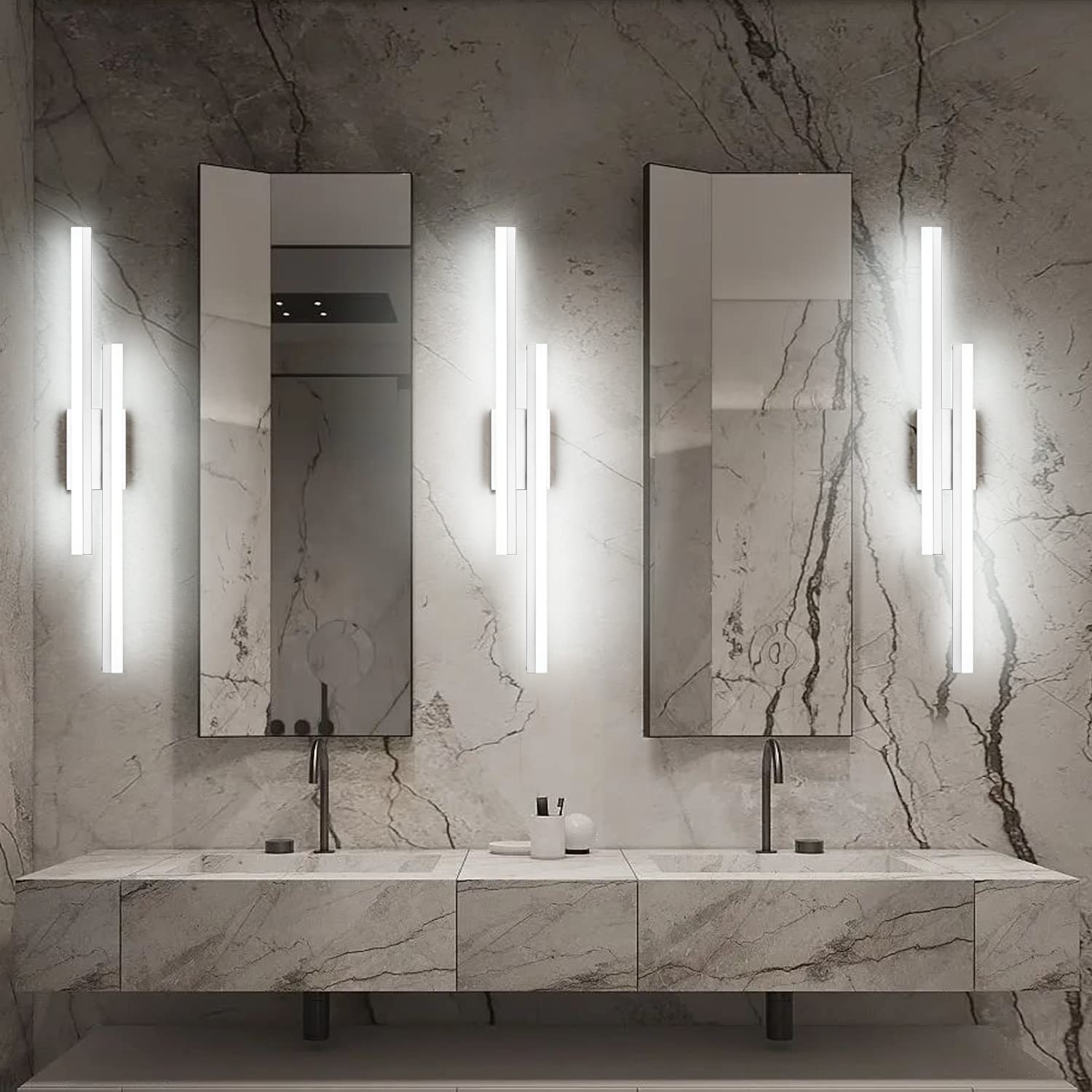 32 Inch Modern LED Bathroom Vanity Light Fixture - Silver Bathroom Lighting with 6000K Cool White - Perfect for Bathroom, Powder Room, and Dressing Area Illumination