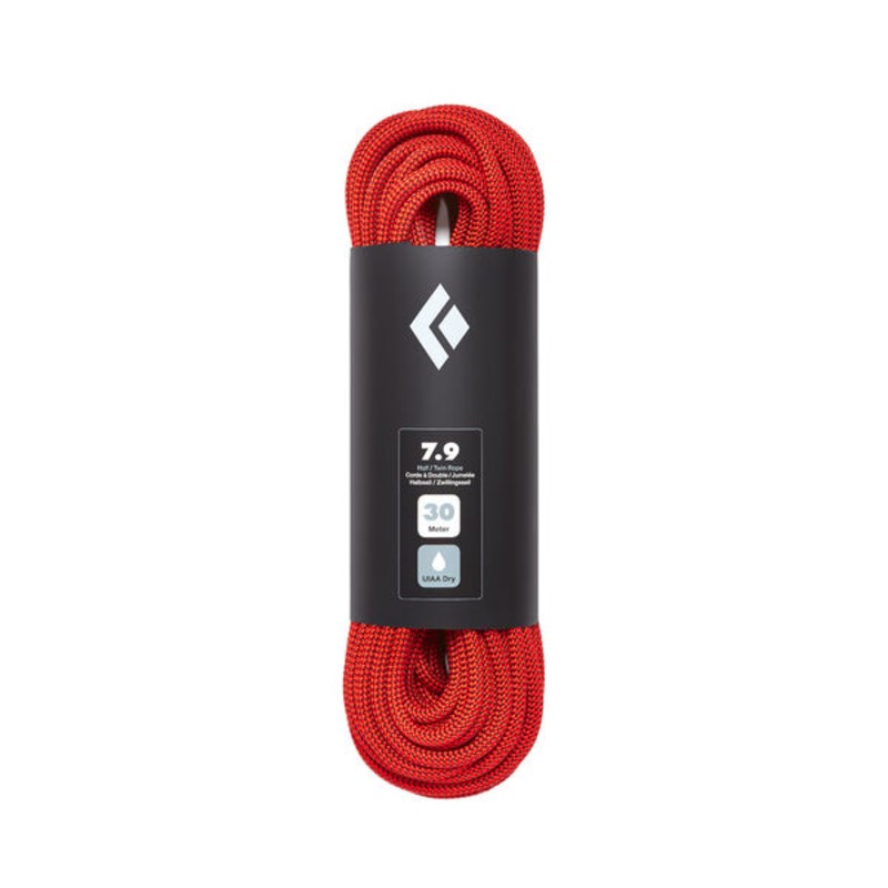 Black Diamond 7.9mm Dry Climbing Rope - Lightweight & Durable for Rock Climbing, Mountaineering & Outdoor Adventures