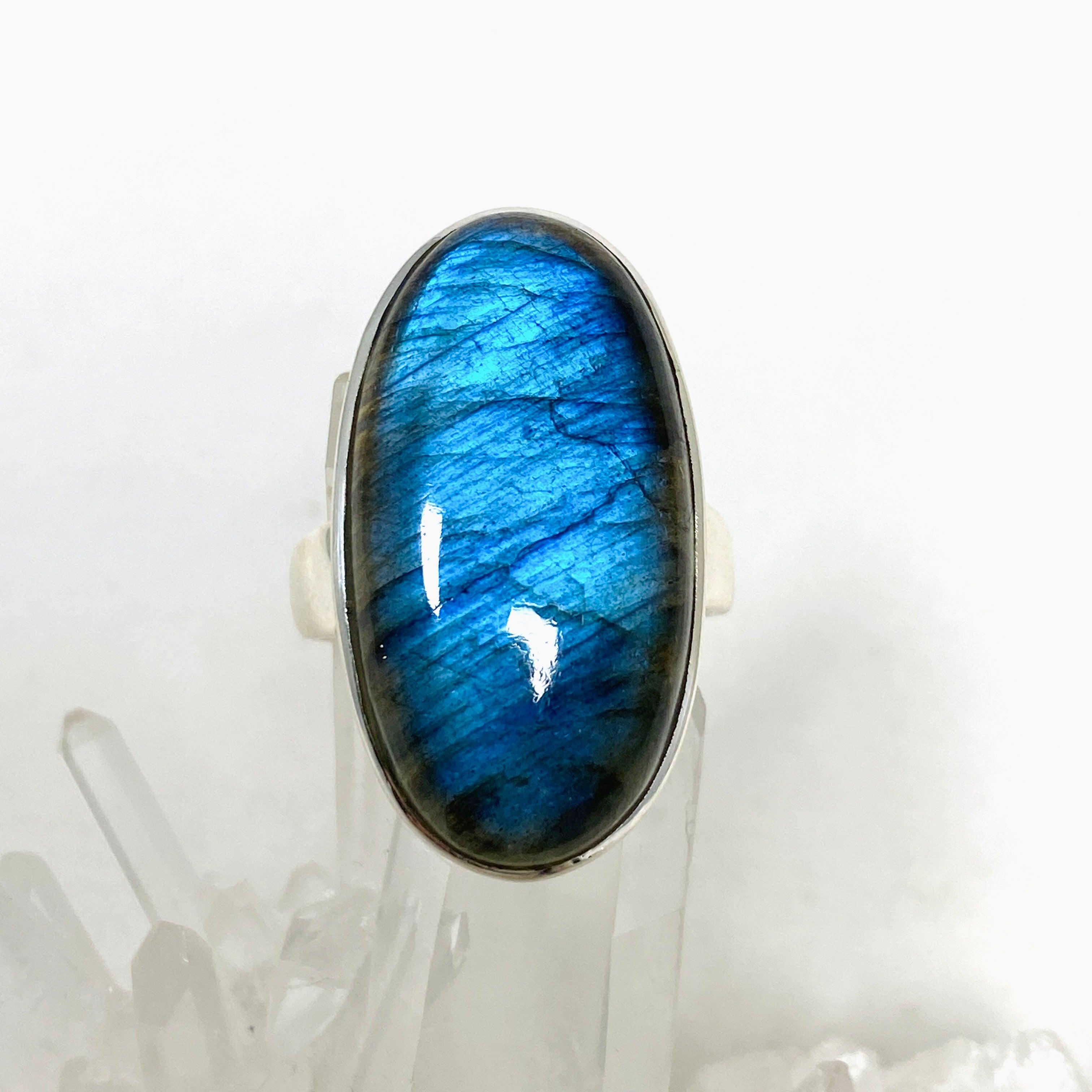 Natural Labradorite Oval Ring Size 11 - Sterling Silver Gemstone Jewelry for Women - Perfect for Gift Giving & Spiritual Healing