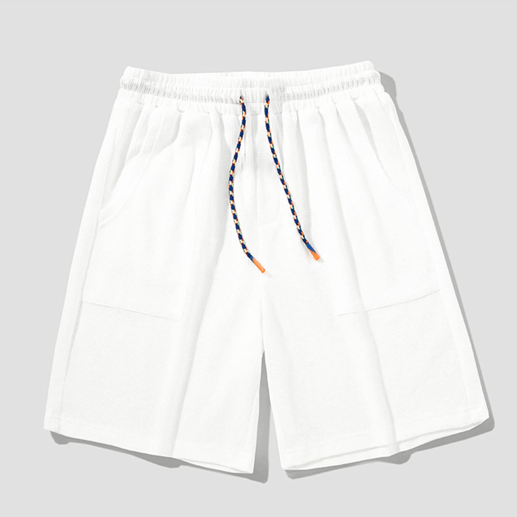 Men's Summer Waffle Shorts - Lightweight Casual Athletic Shorts with Drawstring Elastic Waistband & Pockets - Perfect for Gym, Running, Beach & Outdoor Activities