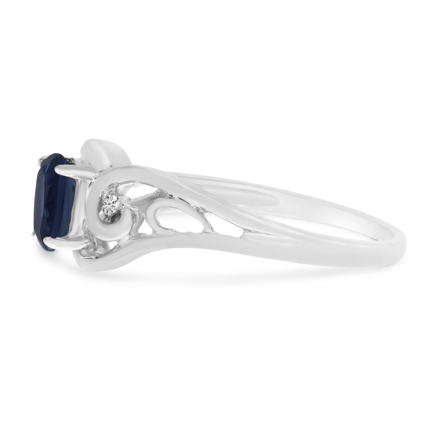 14K White Gold Oval Sapphire and Diamond Ring for Women – Elegant Engagement, Wedding, Anniversary Gift – Perfect for Proposals, Bridal Jewelry & Special Occasions