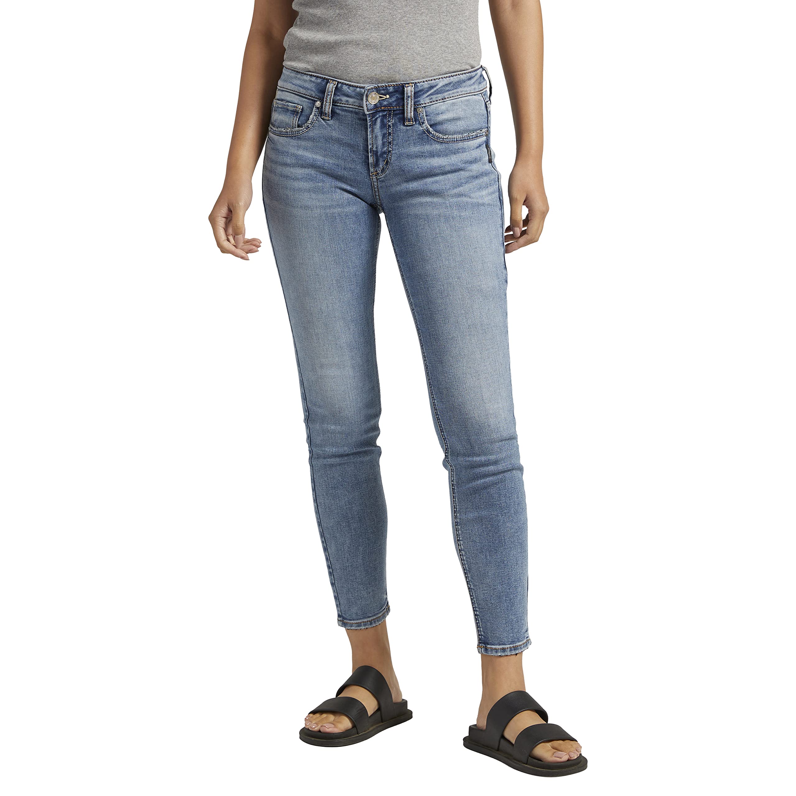 Silver Jeans Co. Women's Britt Low Rise Curvy Fit Skinny Jeans - Legacy Wash | Flattering Stretch Denim for Hourglass Figures | Perfect for Casual Outings & Date Nights