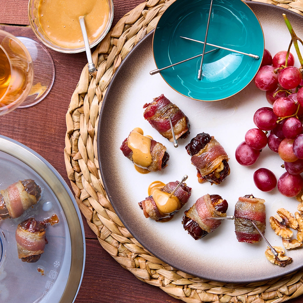 Delicious Bacon Wrapped Walnut Stuffed Dates - Gourmet Appetizer for Parties, Holidays & Charcuterie Boards