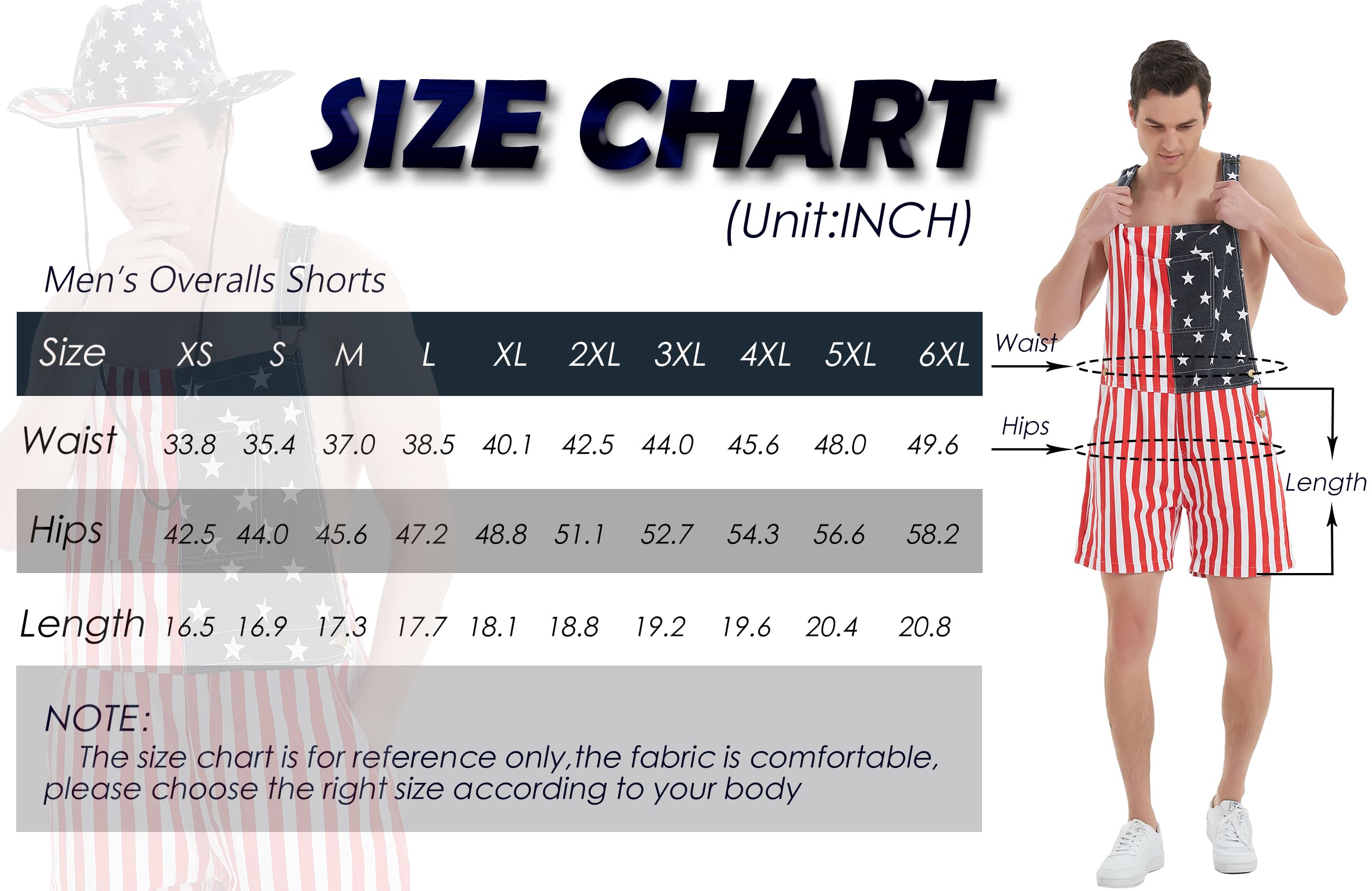 American Flag Denim Overalls Shorts for Men & Women - Adjustable Strap Casual Romper Jumpsuit | Perfect for 4th of July, BBQ Parties & Patriotic Events