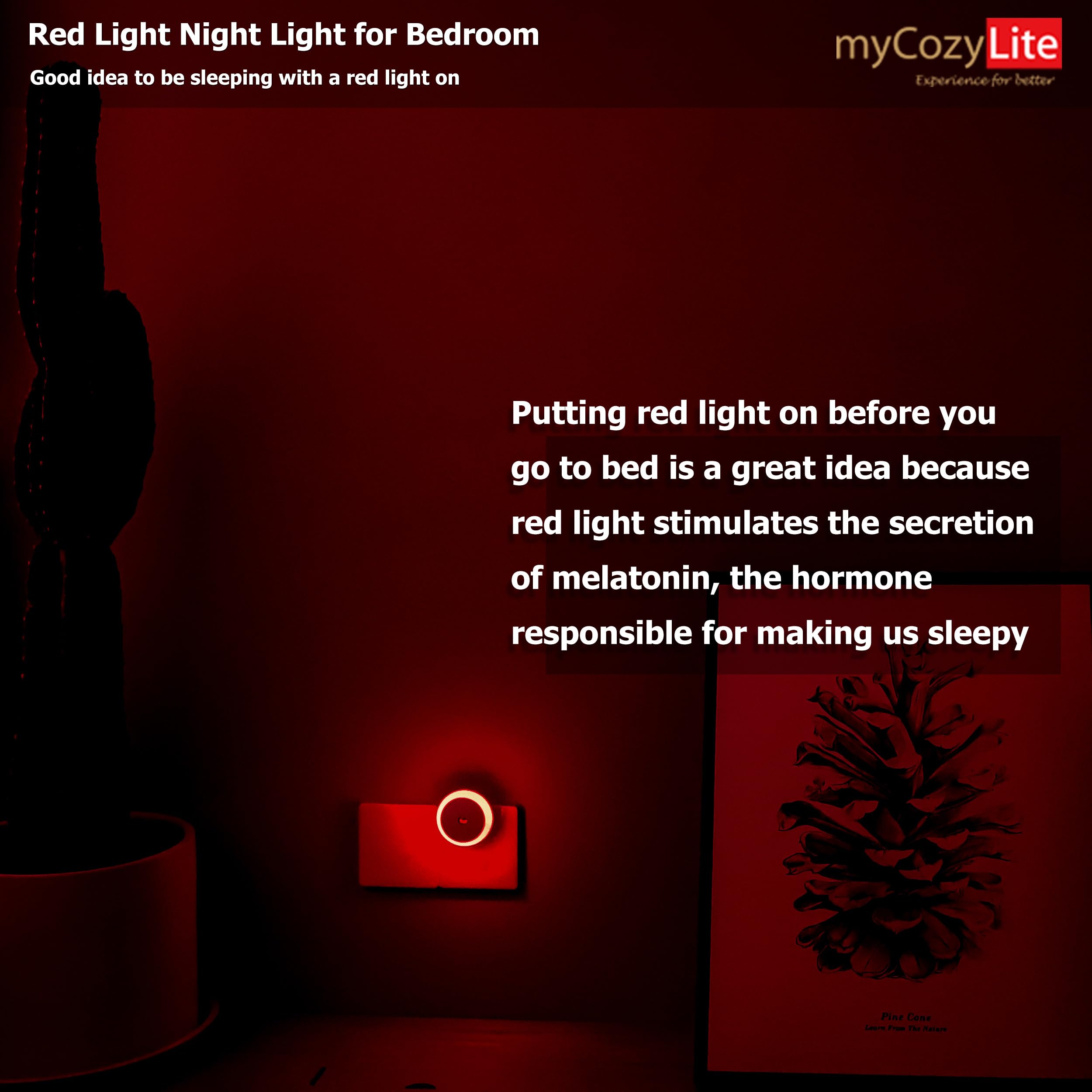 Red LED Night Light Plug in with Dusk to Dawn Smart Sensor - 2 Pack Round Wall Nightlight for Better Sleep - Perfect for Bedroom, Bathroom, Kids Room, Kitchen, Hallway & Stairway - Creates Soothing Ambiance for Nighttime Safety and Relaxation