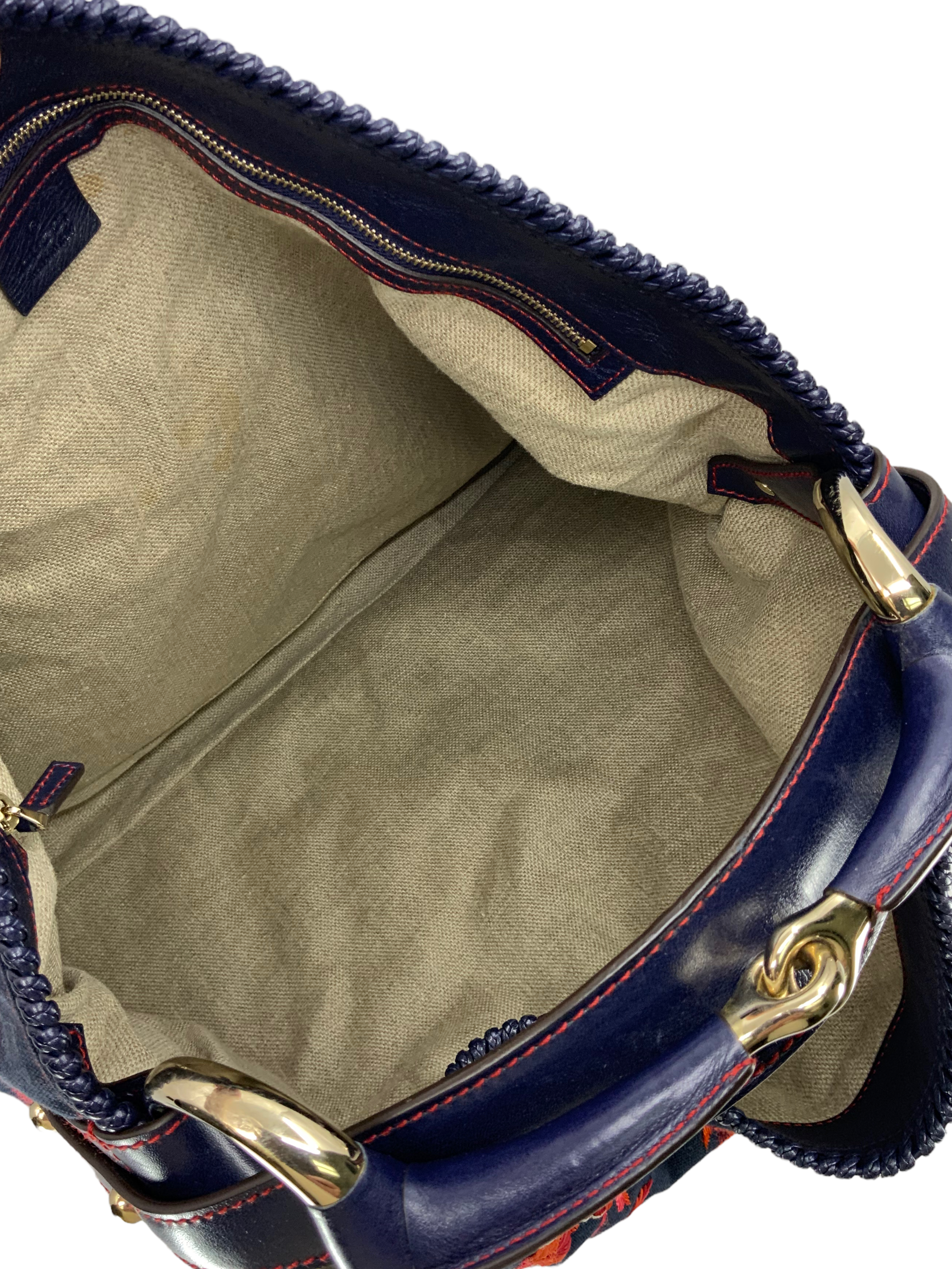 Gucci Floral Embroidered Canvas Large Horsebit Handle Hobo Bag - Women's Designer Shoulder Purse for Work, Travel & Everyday Use