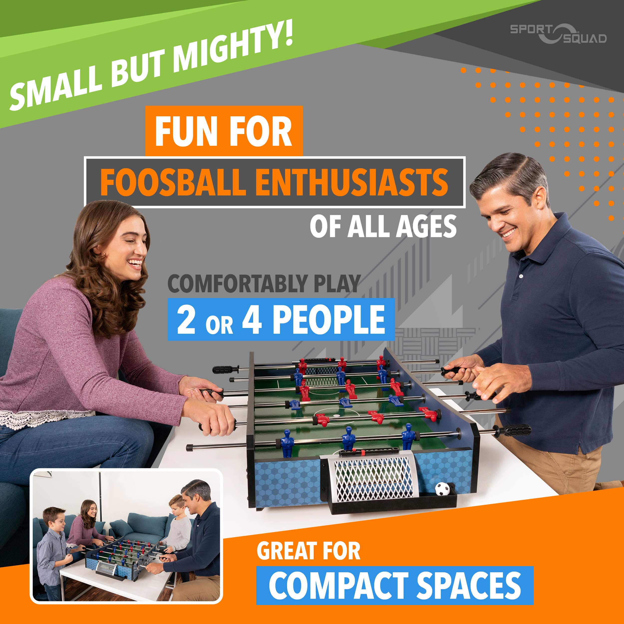 Sport Squad Wooden Foosball Table for Kids & Adults - Professional Soccer Table Game for Home Game Room & Bars - Durable Construction & Easy Assembly - Perfect for Family Game Nights & Sports-Themed Parties