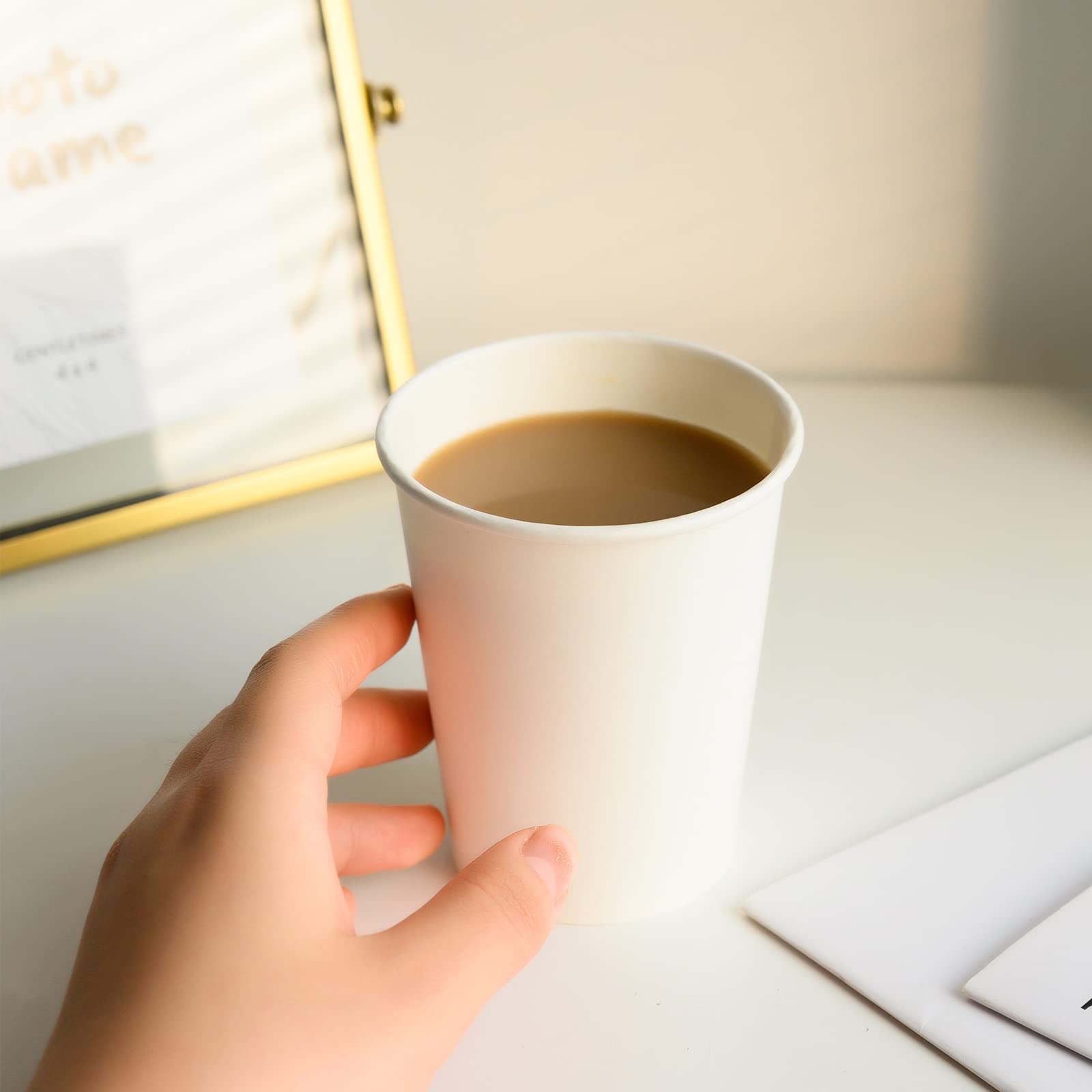 YEEHAW 12 oz 1000 Pack Disposable Paper Coffee Cups - Bulk White Hot to Go Cups for Hot Coffee, Tea, Hot Chocolate & Beverages - Leak Proof & Eco Friendly - Perfect for Cafes, Offices, Parties & Home Use