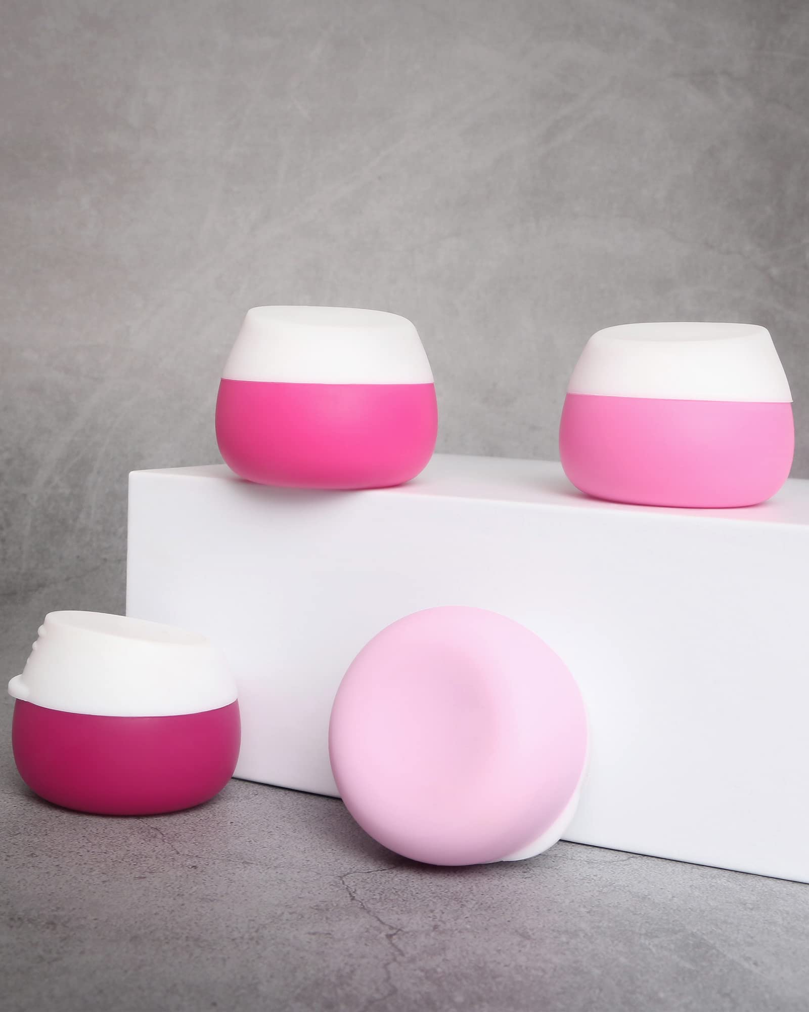 TSA Approved Leak-Proof Silicone Travel Containers for Toiletries - 4-Piece Set of Cream Jars for Cosmetic, Makeup, Face & Body Care | Perfect for Air Travel, Gym Bags & On-The-Go Essentials
