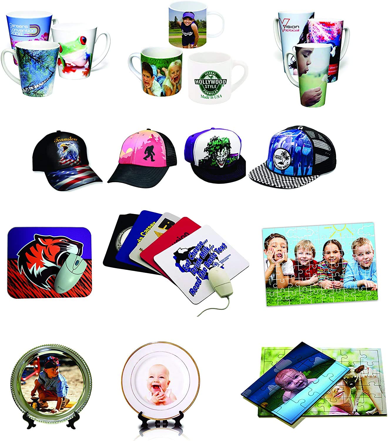 Best Sublimation Printer 15x15in 5-in-1 Pro Heat Press Machine with CISS System & Blank Materials Combo Kit for T-Shirts, Mugs, Hats - Perfect for Home Business & DIY Craft Projects