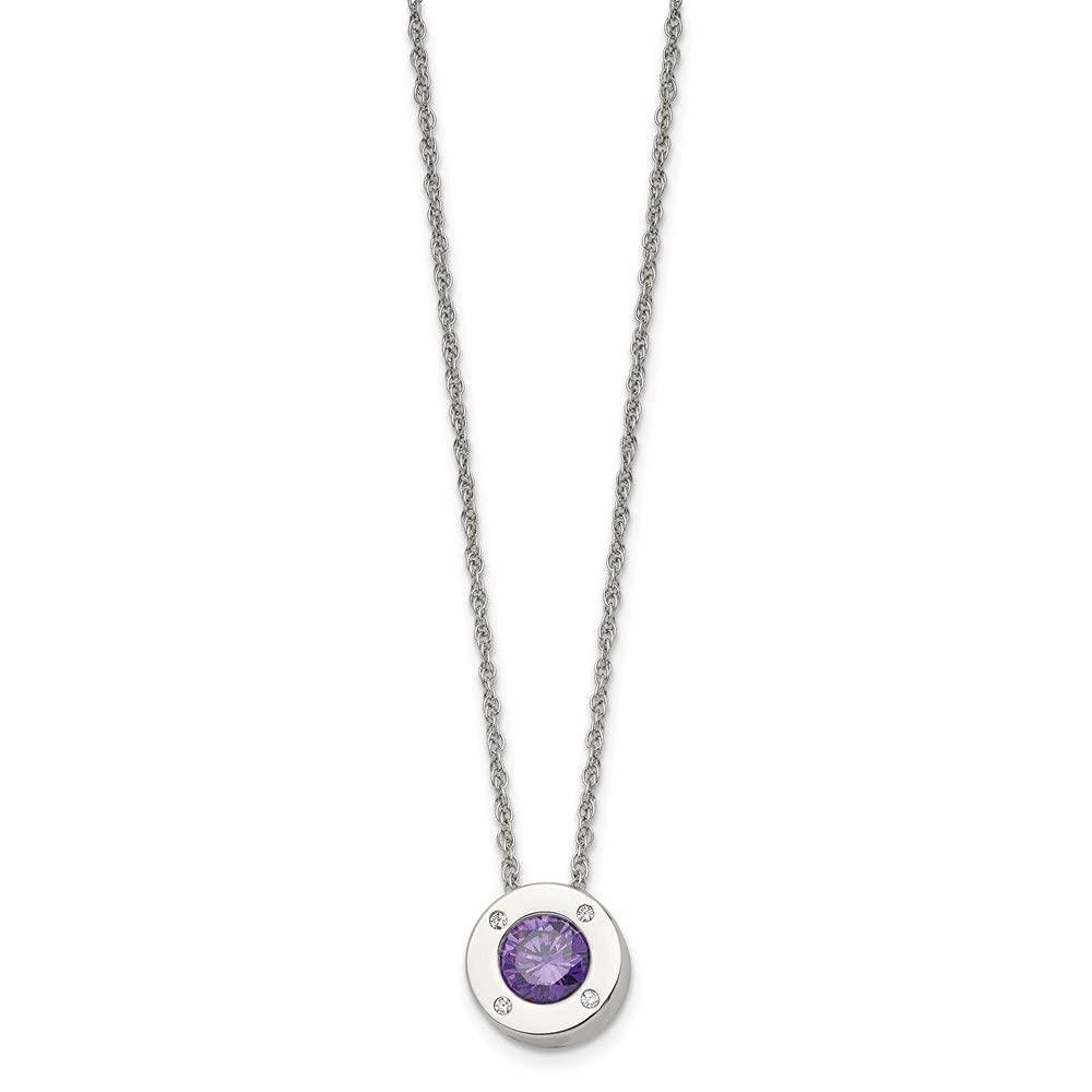 Black Stainless Steel CZ Birthstone Necklace - 20