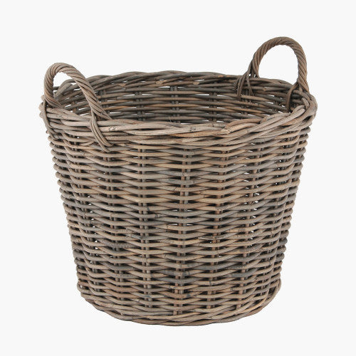 Bali Kubu Round Storage Basket with Grey Finish - Perfect for Home Organization, Bathroom & Bedroom Decor