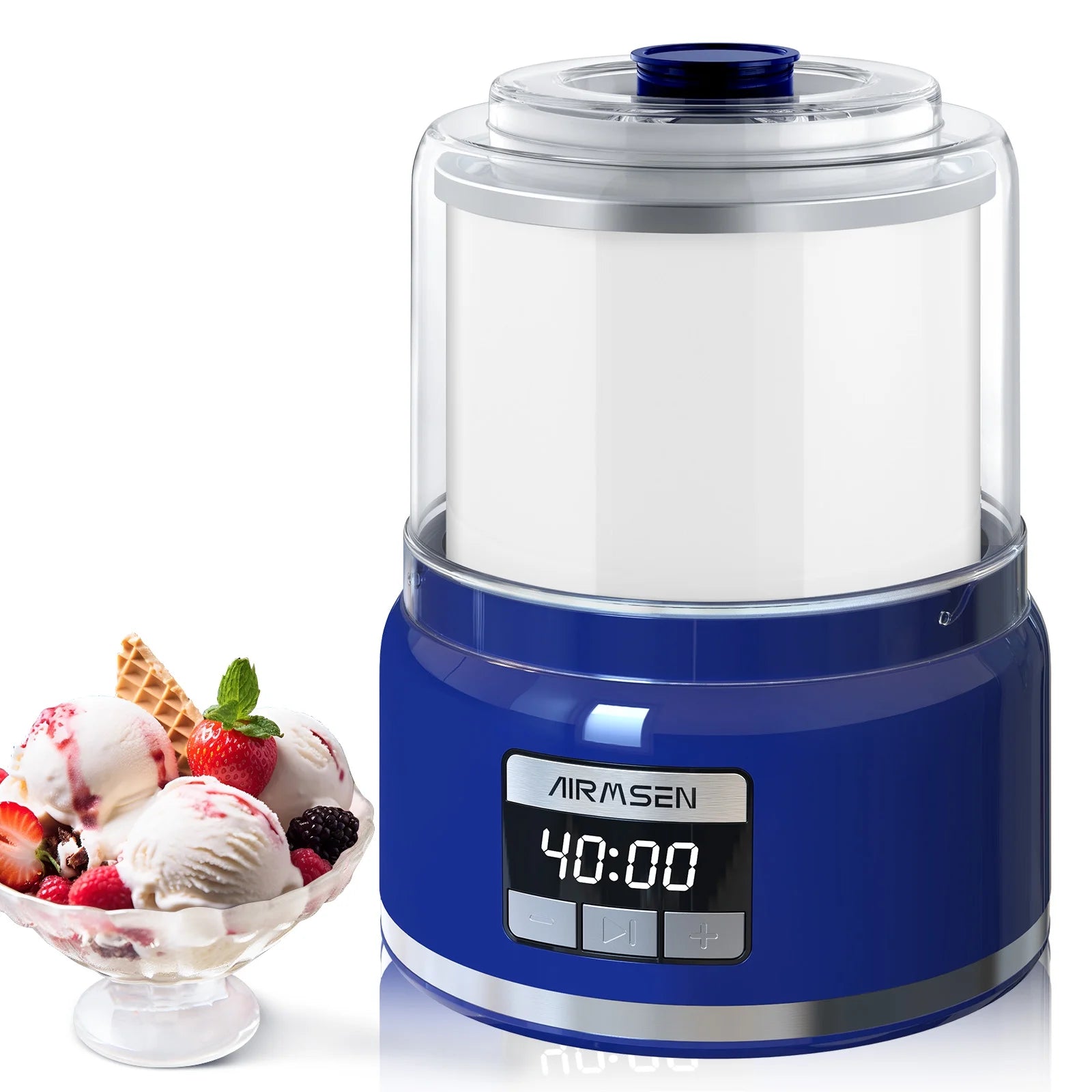 2.1 Qt Automatic Ice Cream Maker with LED Display & Timer - Perfect for Homemade Gelato, Sorbet, and Frozen Yogurt at Home