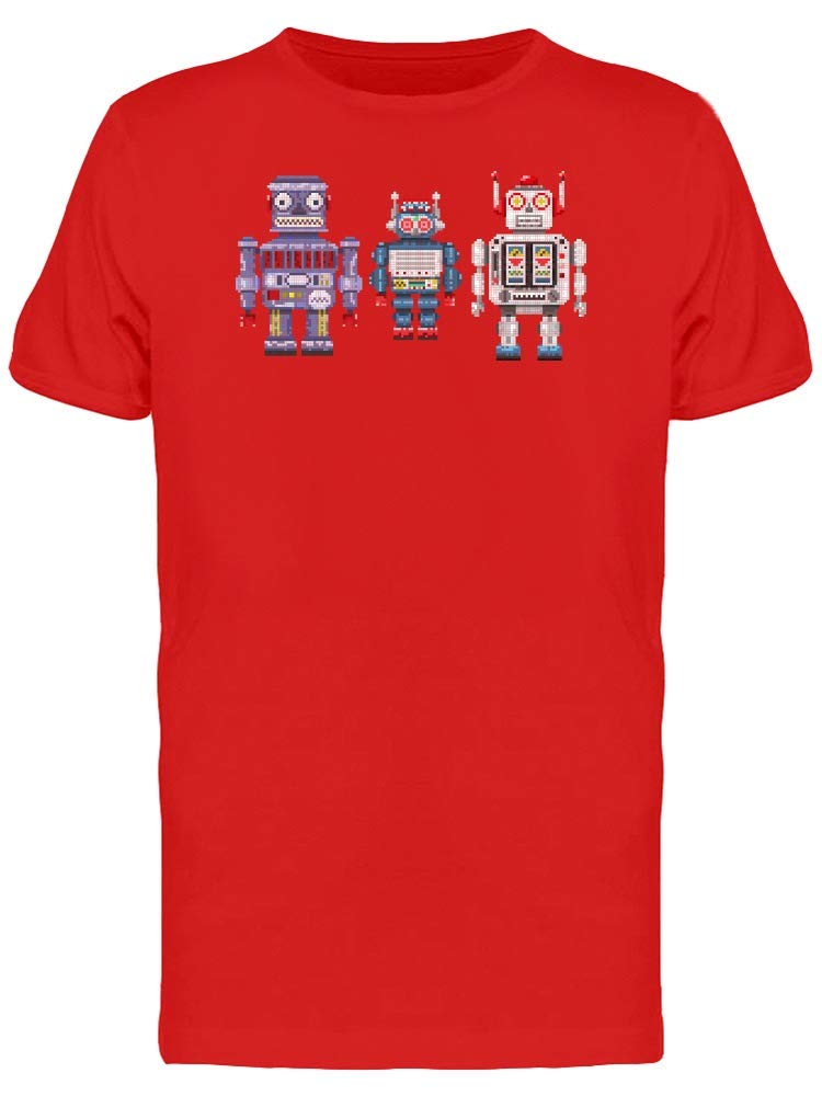 Cool Pixel Robots Graphic T-Shirt for Men | Trendy Gaming & Tech Inspired Tee | Perfect for Casual Wear, Gaming Events & Everyday Outfits