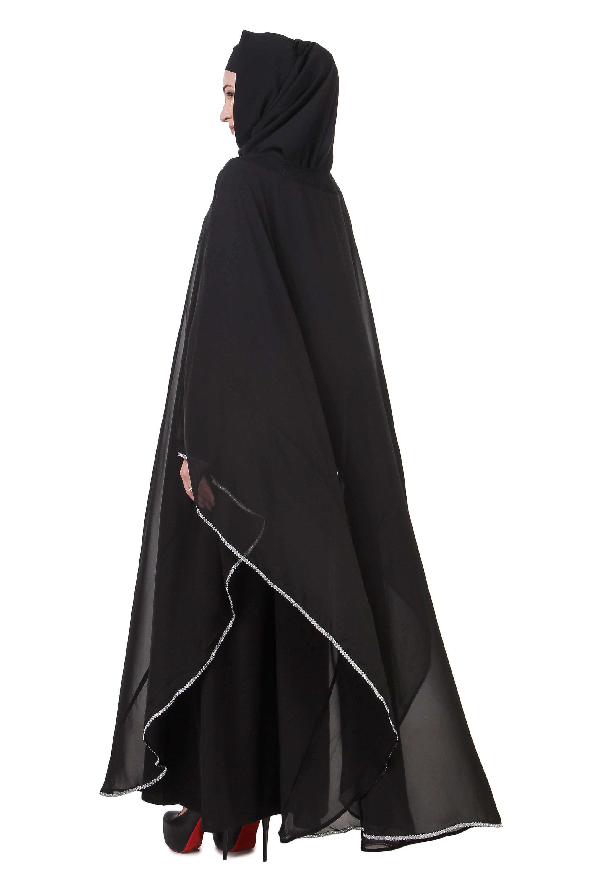 Elegant Black Nida Dubai Batwing Abaya - Modest Muslim Dress for Women - Perfect for Prayer, Eid, and Special Occasions