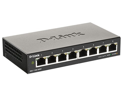 D-Link DGS-1100-08PV2 8-Port Gigabit PoE+ EasySmart Switch | 120W Power Budget | Plug & Play | Ideal for Home Office & Small Business Networks