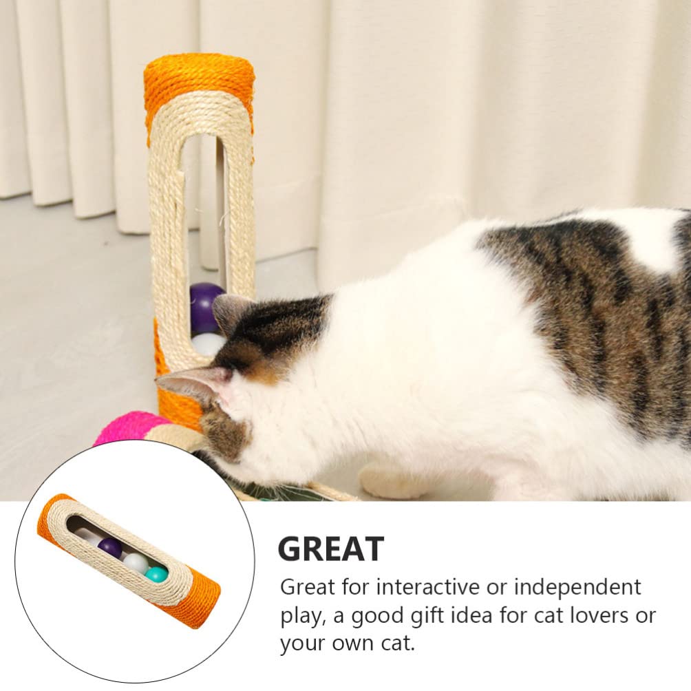 iPetboom Interactive Cat Toys & Scratching Post with Sisal Climbing - Kitten Rolling Ball Toy & Scratcher for Playful Cats - Perfect for Indoor Play, Exercise, and Stress Relief (Random Color)