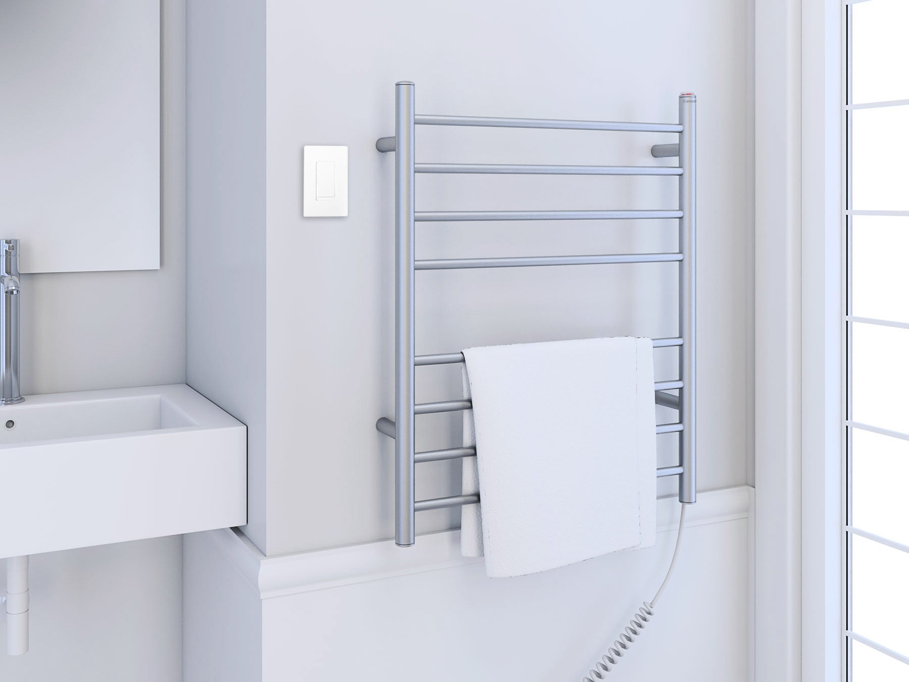 Ancona Prestige Dual 8 Bar Hardwired & Plug-in Bathroom Towel Warmer - Brushed Stainless Steel with WiFi Timer - Perfect for Spa, Luxury Hotels & Modern Home Bathrooms