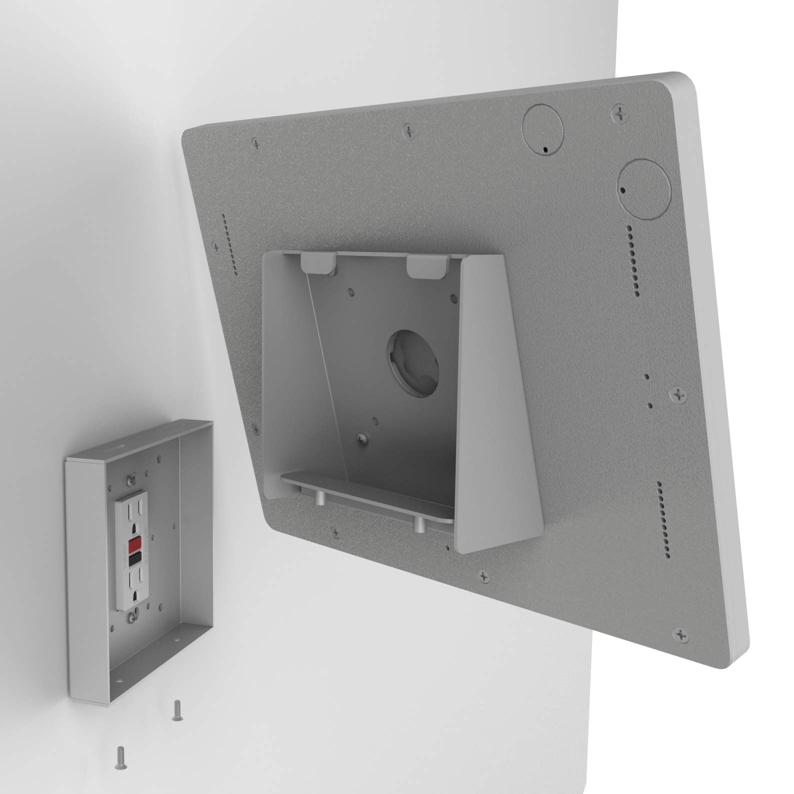 VidaMount Light Grey iPad Wall Mount Bundle - 15° Fixed Tilt Enclosure for iPad Air 13