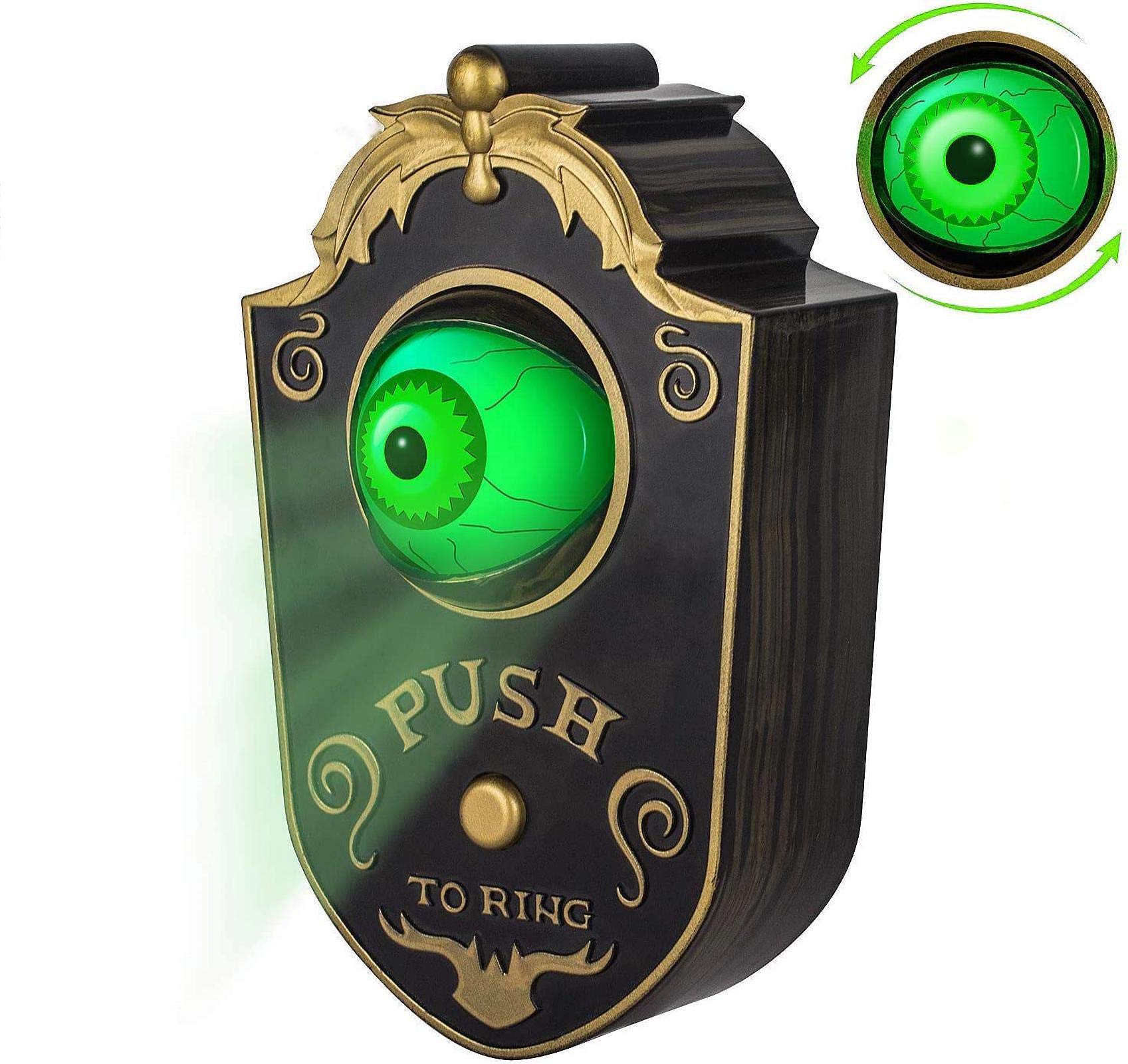 Animated Eyeball Halloween Doorbell Decor with Spooky Sounds - Scary Haunted House Prop for Halloween Party Decorations & Outdoor Trick-or-Treat Displays