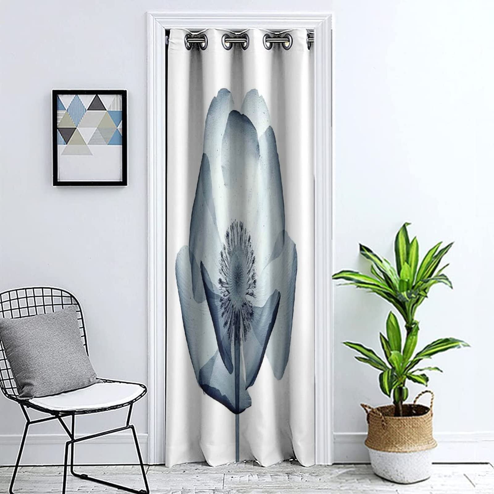 Floral Door Curtain for Privacy - 42x80 Inch Poppy Flower Print Window Panel with Grommets - Perfect for Doorways, Bay Windows & Closet Doors - Light Filtering & Decorative Home Decor