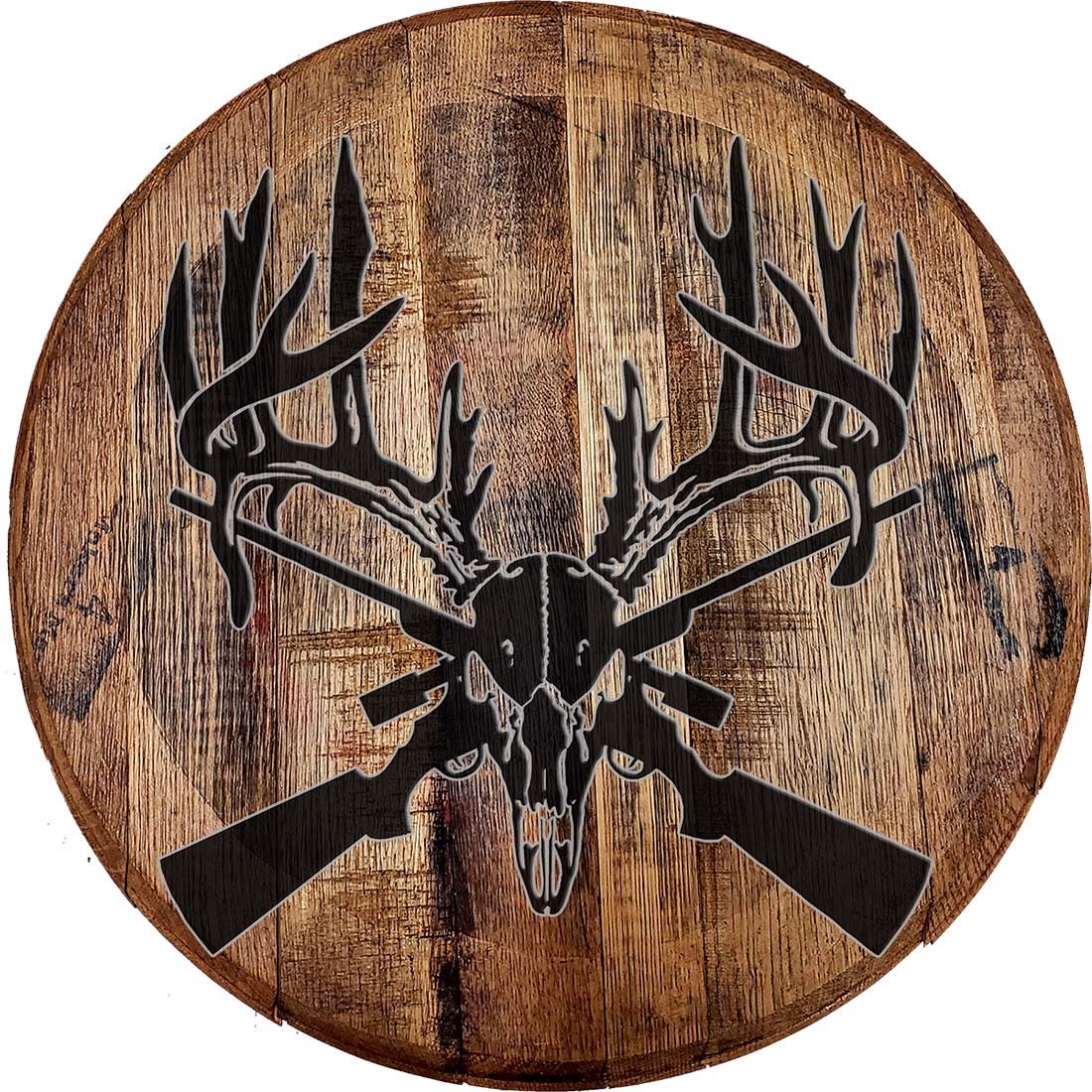 Whiskey Barrel Deer Skull Wall Decor - Man Cave & Hunting Lodge Sign