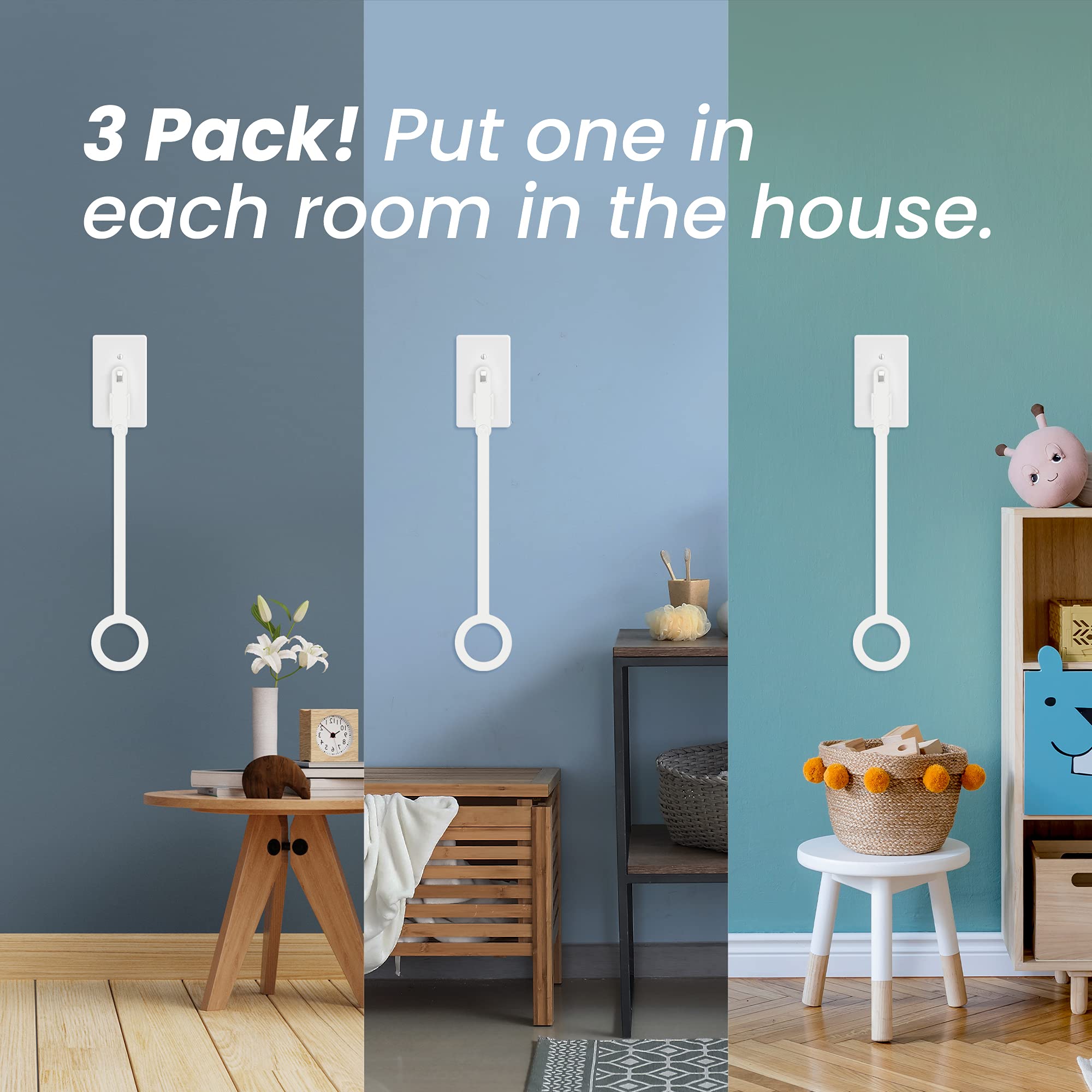 IMPRESA 3-Pack Light Switch Extenders for Kids - Toddler Safety Light Switch Helper with Easy Grab Loop for Potty Training, Childproof & Simple Installation - Perfect for Homes, Schools, and Daycares