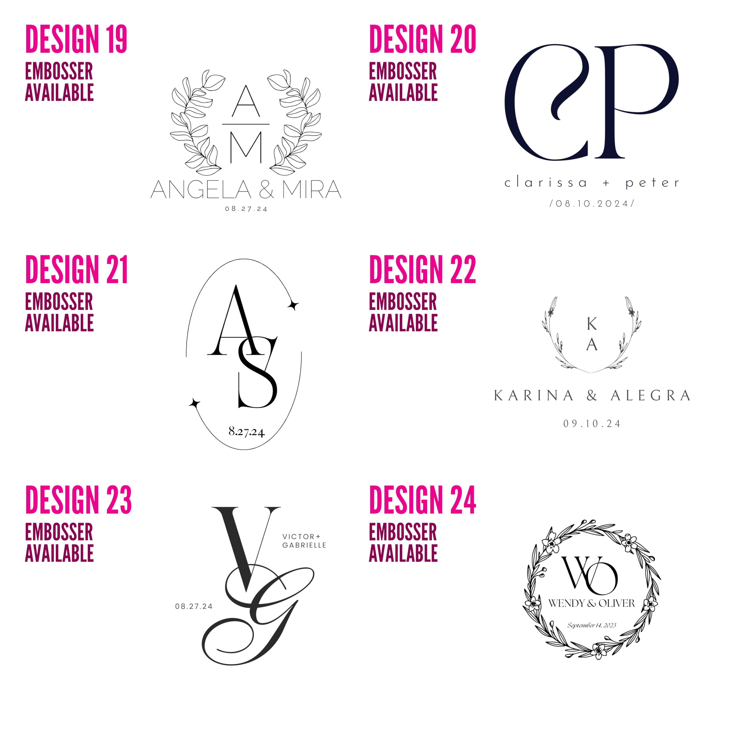 Personalized Wedding Monogram Stamp & Embosser - 30 Custom Designs for Save The Date Cards, Invitations & Stationery (Wood Handle) - Perfect for DIY Wedding Stationery, Bridal Shower Invites & Thank You Cards