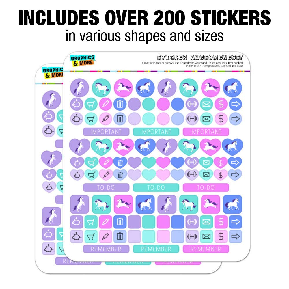 Frolicking Unicorns Sticker Set - White & Purple Planner Stickers for Scrapbooking, Bullet Journal, DIY Crafts | Perfect for Calendars, Journals, and School Projects