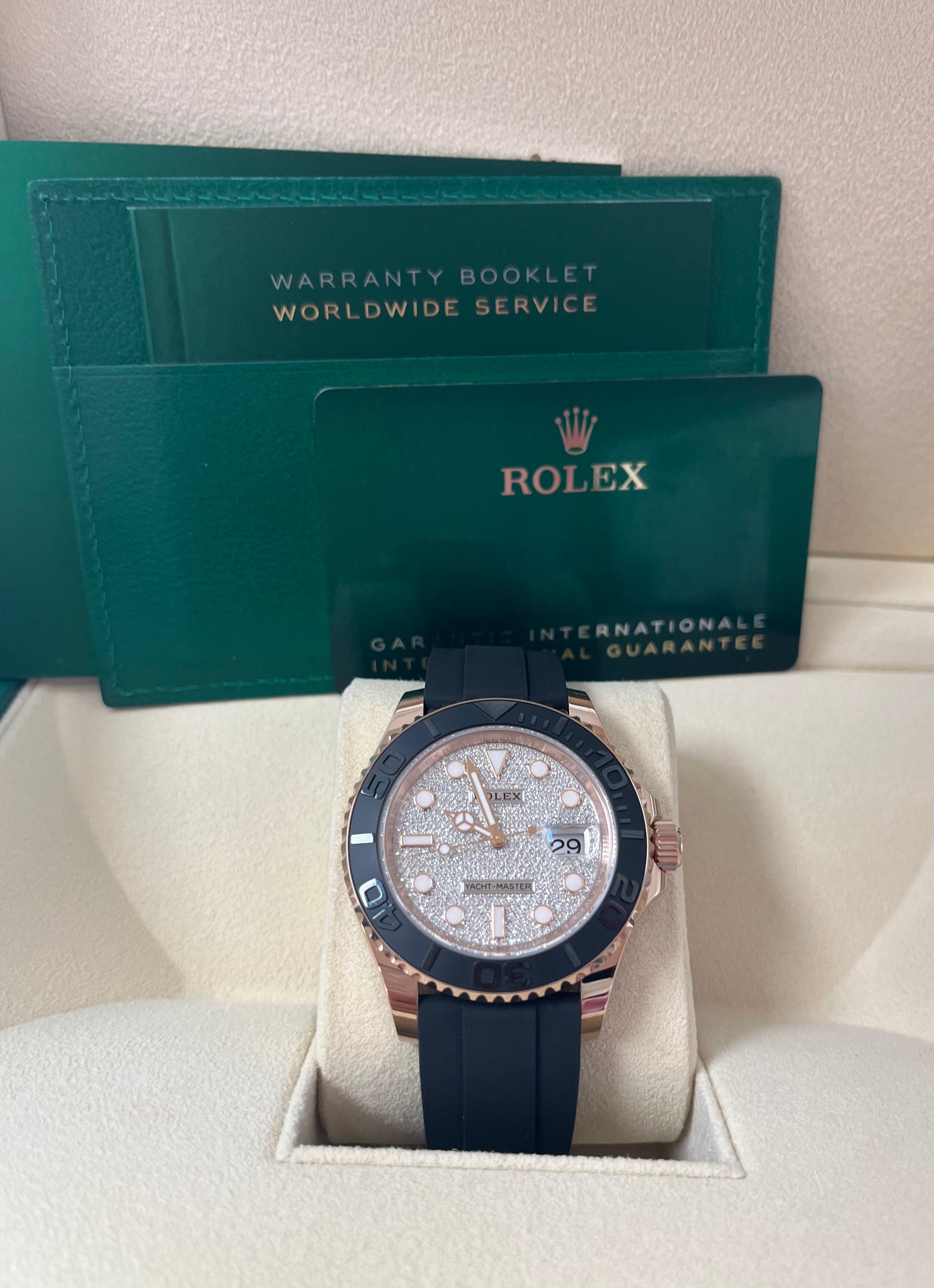 Rolex Yacht Master 40mm 18K Rose Gold Watch with Pave Diamond Dial - Luxury Men's Timepiece for Sailing, Yachting & Special Occasions