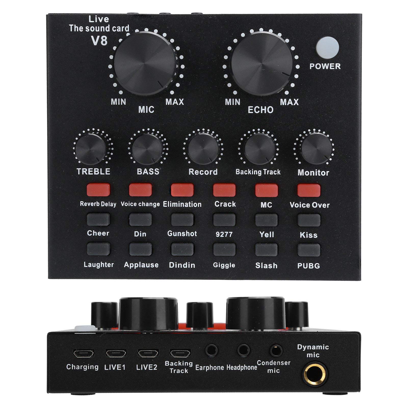 VBESTLIFE V8 Bluetooth Live Sound Card with Voice Changer - Professional Karaoke Audio Mixer for Streaming, Gaming & Recording - Compatible with iPhone, Android, PC & Headset - Perfect for TikTok, YouTube Live & Podcasting