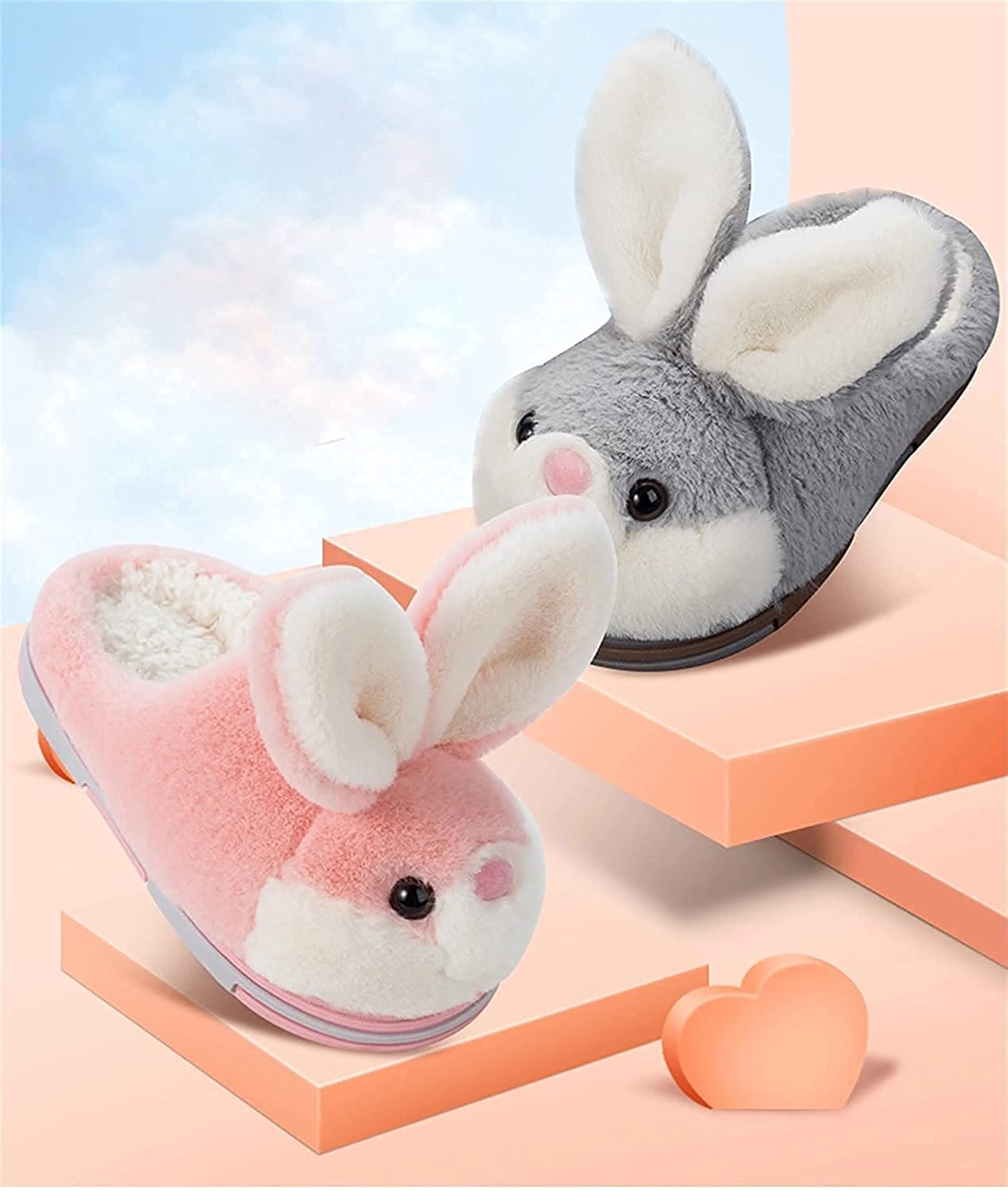 Cozy Fuzzy Bunny Slippers for Women & Girls - Warm Plush Animal House Slippers for Winter - Soft Pink Indoor/Outdoor Home Shoes - Perfect for Bedroom, Lounge & Gift Giving