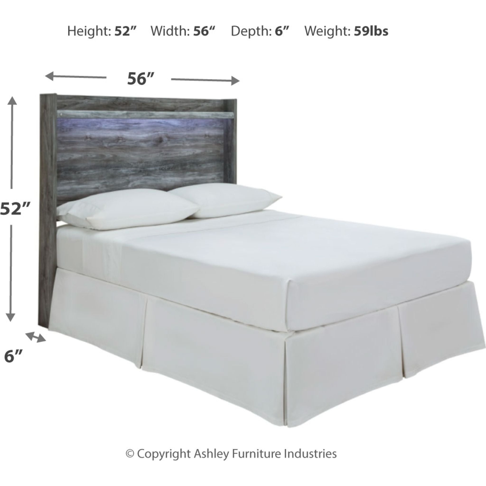 Baystorm Full Panel Headboard - Queen Size Upholstered Bed Headboard in Gray - Perfect for Master Bedroom, Guest Room & Apartment Decor