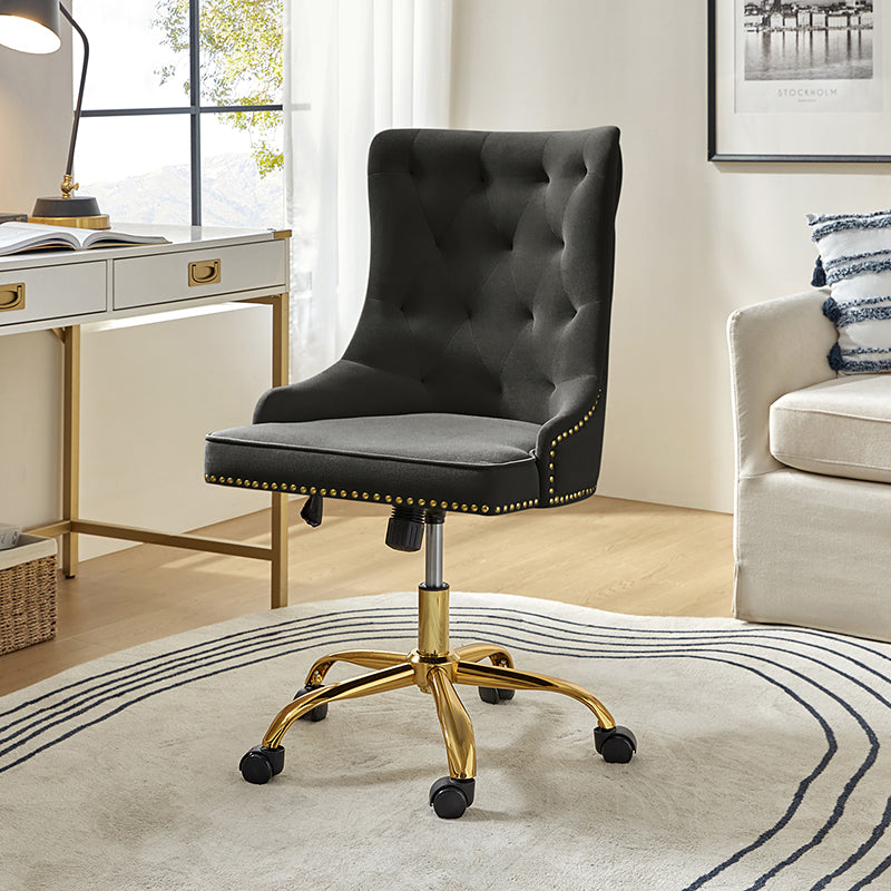 Adega Velvet Adjustable Office Chair - Ergonomic Desk Chair with Lumbar Support for Home Office, Gaming & Workspace - Comfortable Swivel Computer Chair for Long Hours Sitting