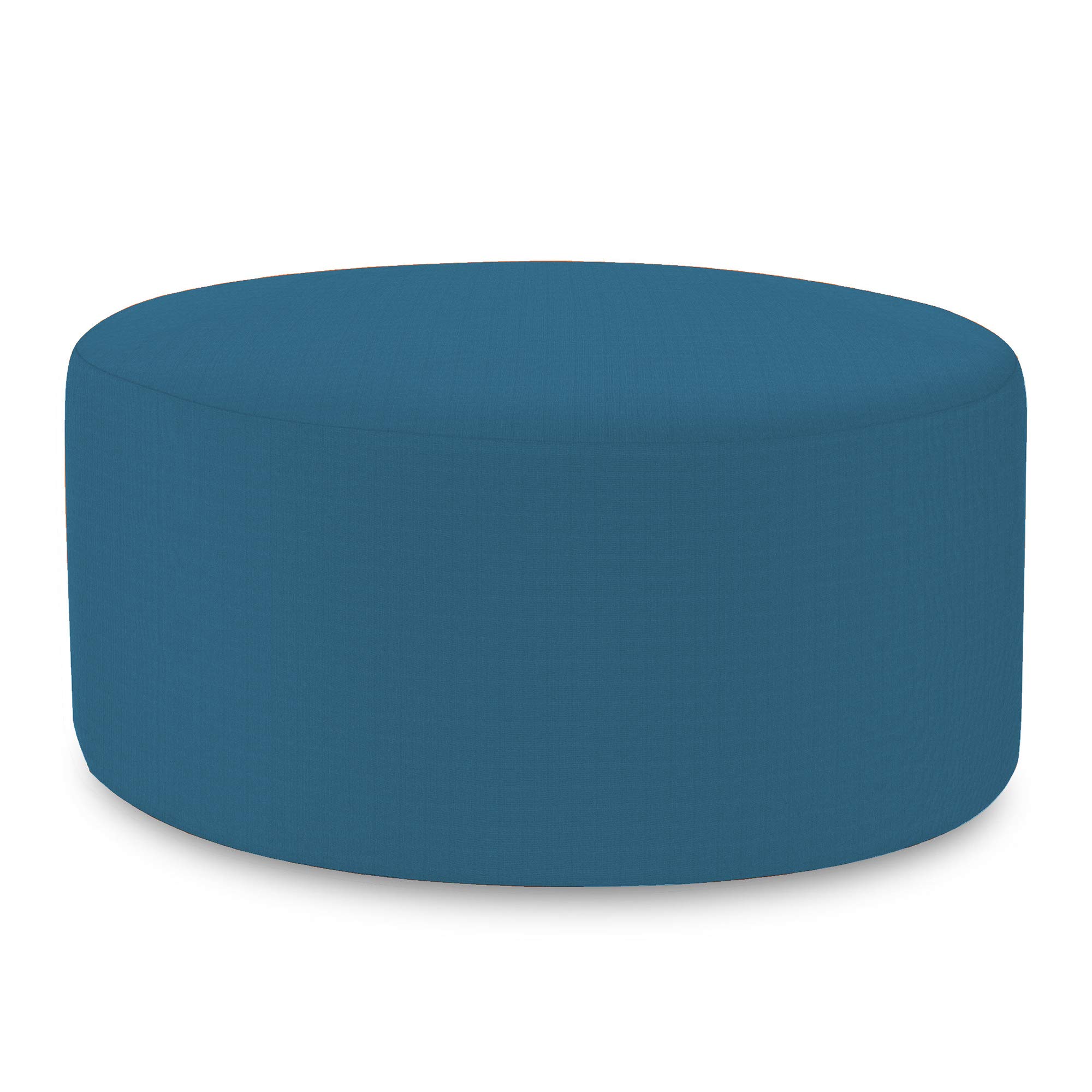 Howard Elliott 36 Inch Round Ottoman with Removable Cover - Multipurpose Padded Footrest, Side Table & Seating Stool for Living Room, Office & Bedroom - Seascape Turquoise - Perfect for Relaxing Feet, Extra Seating or Coffee Table Alternative