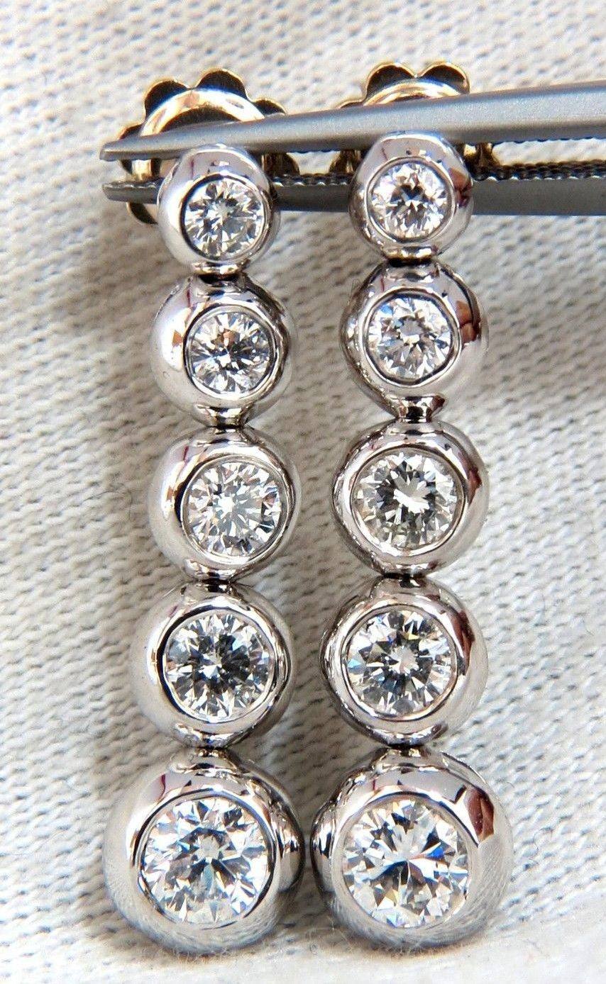 2.04ct Natural Round Diamond Bezel Flush 5-Tier Dangle Earrings – Elegant Jazz Style for Women | Perfect for Weddings, Parties & Special Occasions