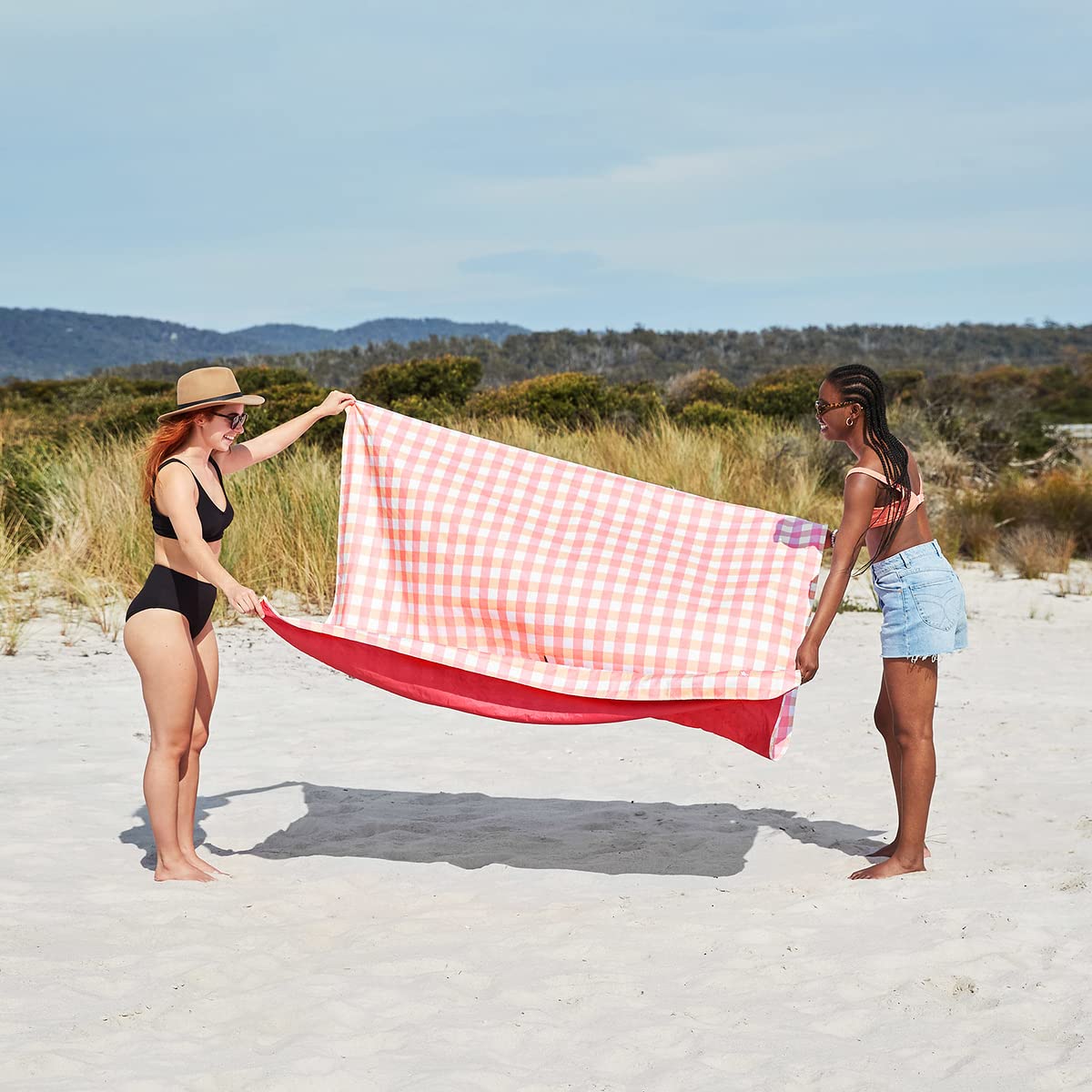 Dock & Bay Quick Dry Water Resistant Picnic Blanket - Extra Large 94x66 Inches - 100% Recycled Eco-Friendly Outdoor Blanket - Strawberries & Cream Pattern - Perfect for Beach, Park, Camping & Picnics