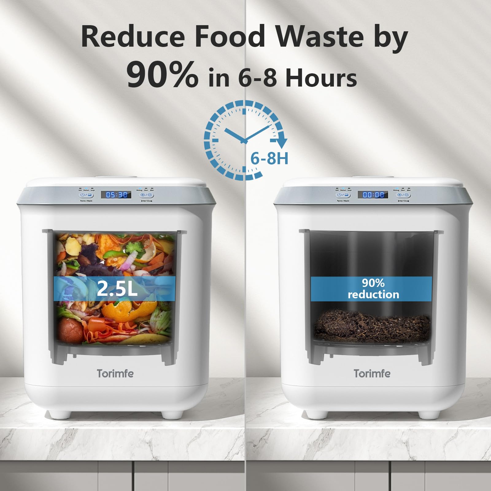 Smart Electric Kitchen Composter 2.5L - Odorless Food Waste Recycling Bin with Auto-Cleaning & Upgraded Grinding Blades - Indoor Countertop Compost Machine for Organic Waste to Pre-Compost - Perfect for Eco-Friendly Homes, Small Gardens & Sustainable Living