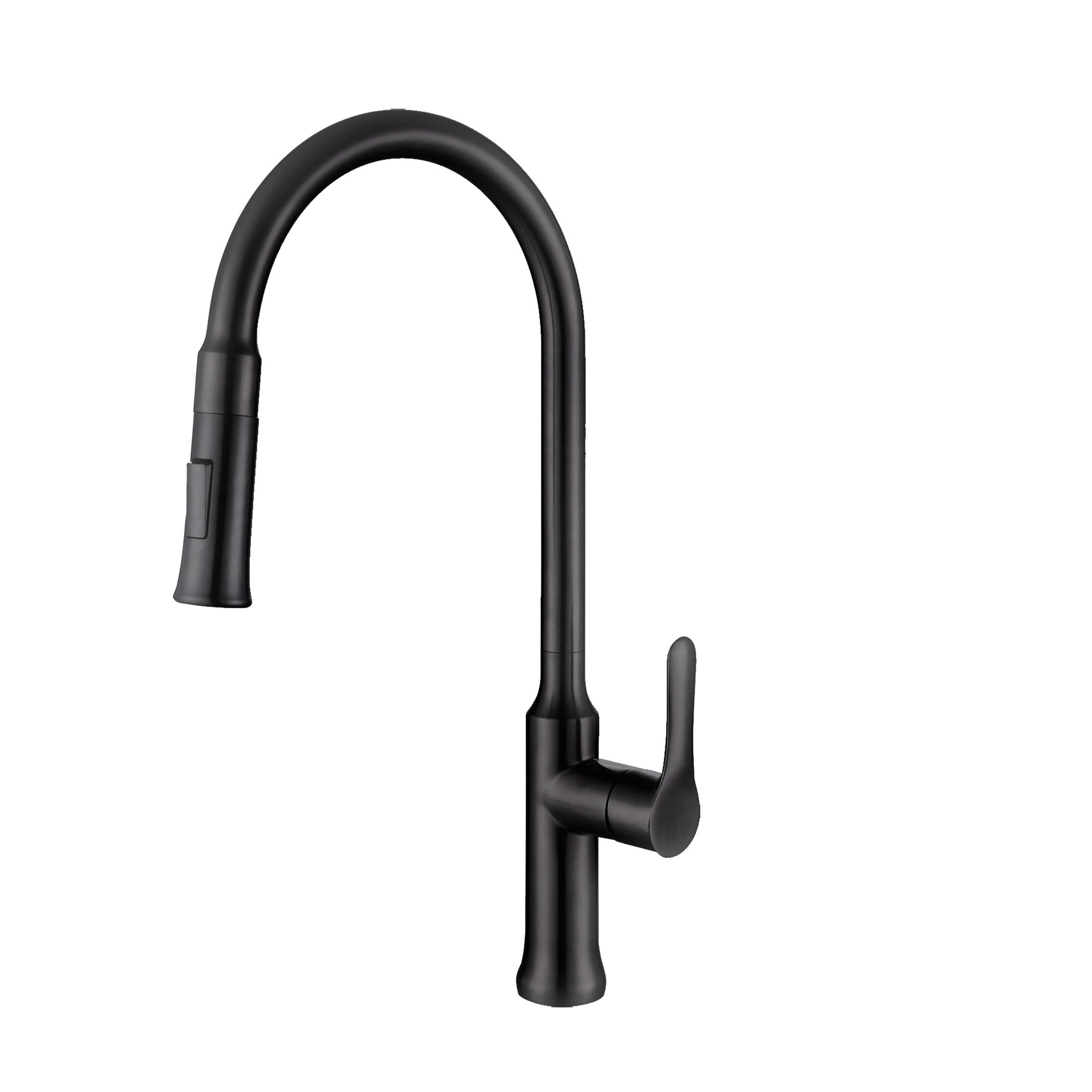 Stylish Matt Black Stainless Steel Kitchen Faucet with Pull Down Sprayer - 1 Lever Handle Dual Function Spout Mixer, Ceramic Cartridge & Aerator (Model K-137N) - Perfect for Modern Kitchens & Easy Dishwashing