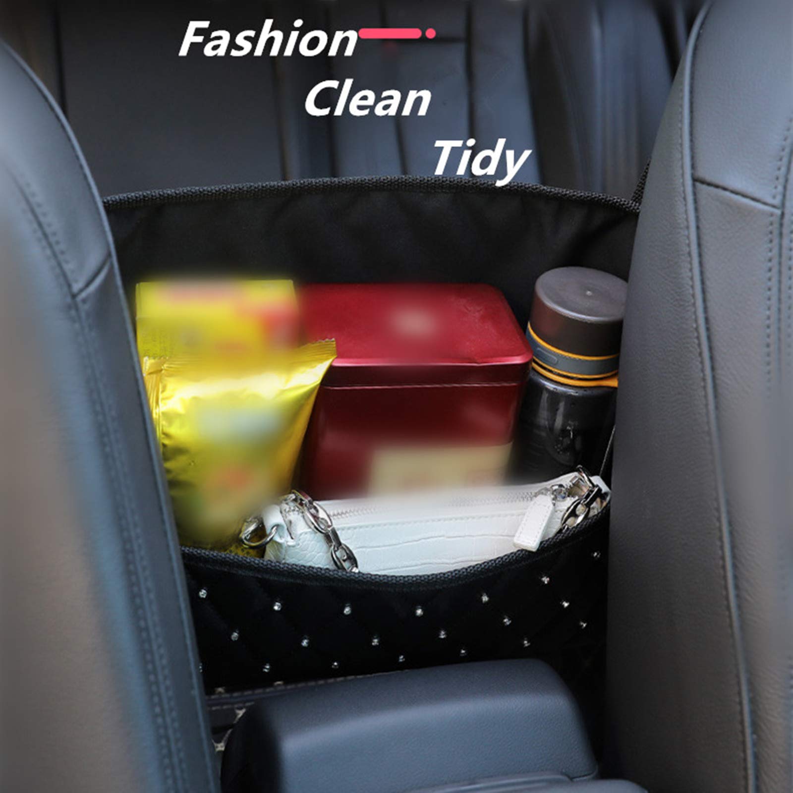 Universal PU Leather Car Seat Organizer - Hanging Handbag & Purse Holder Between Seats, Backseat Storage Net for Kids & Pets - Perfect for Road Trips, Commuting & Family Travel Accessories